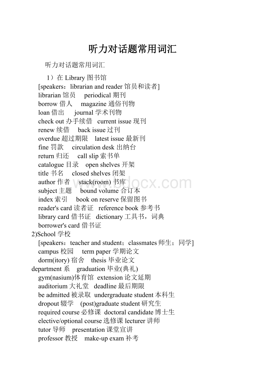 听力对话题常用词汇Word文件下载.docx