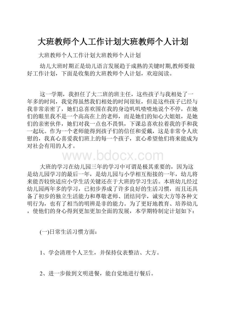 大班教师个人工作计划大班教师个人计划.docx