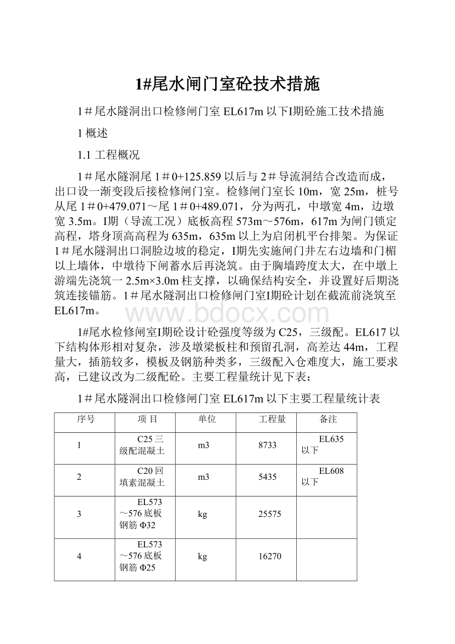 1#尾水闸门室砼技术措施.docx