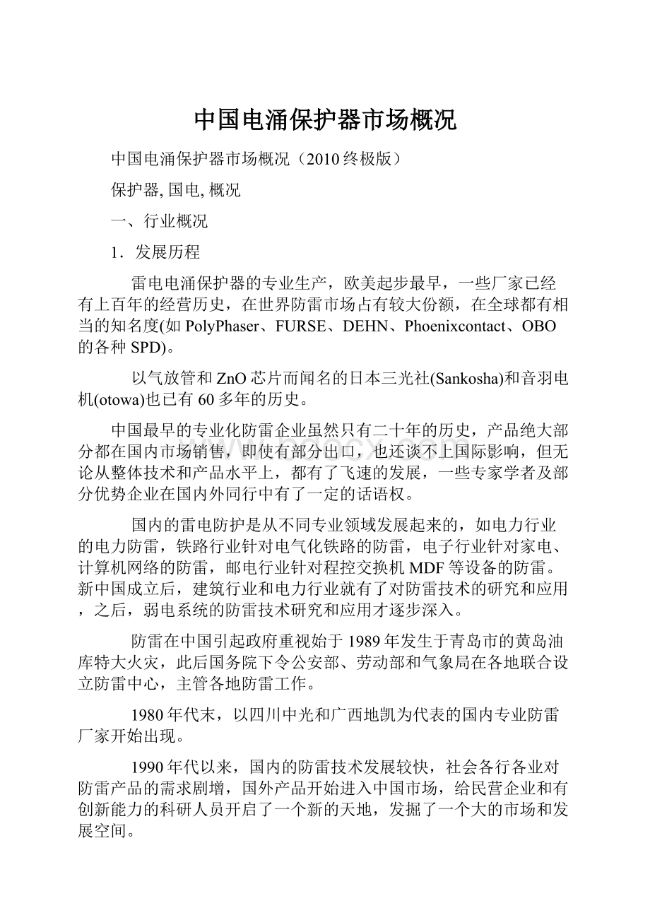 中国电涌保护器市场概况Word格式.docx_第1页