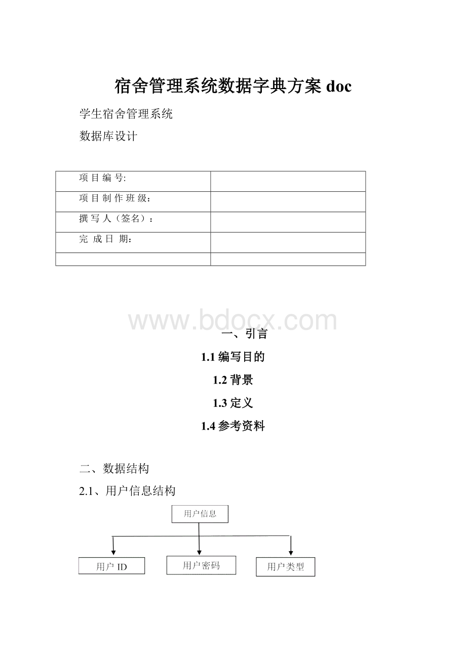 宿舍管理系统数据字典方案doc.docx_第1页