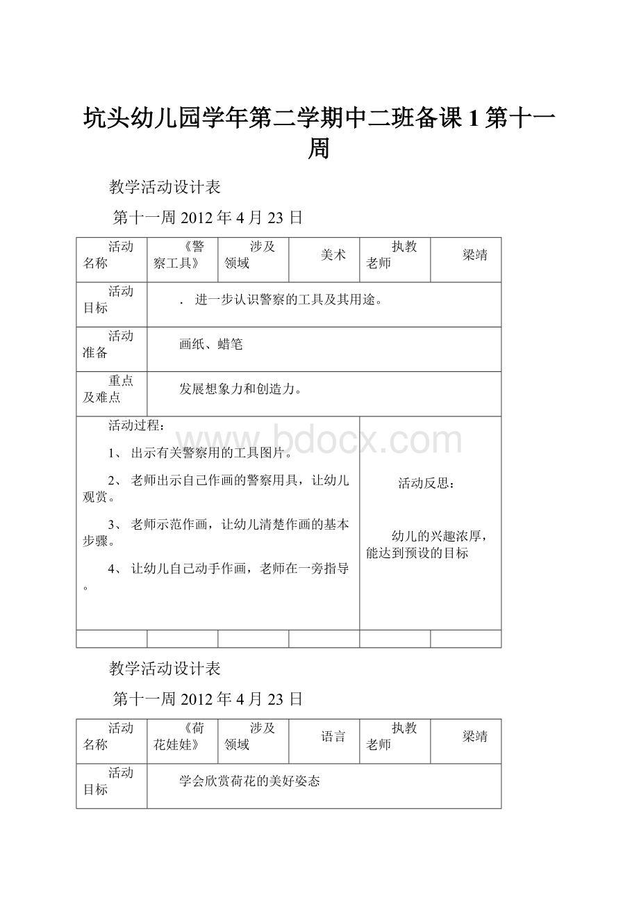 坑头幼儿园学年第二学期中二班备课1第十一周.docx