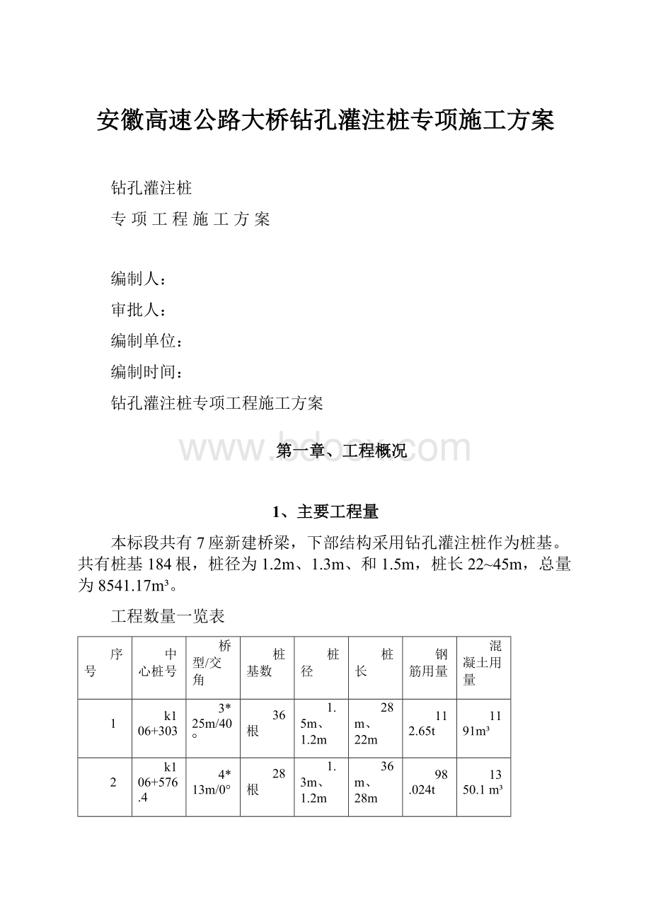 安徽高速公路大桥钻孔灌注桩专项施工方案.docx