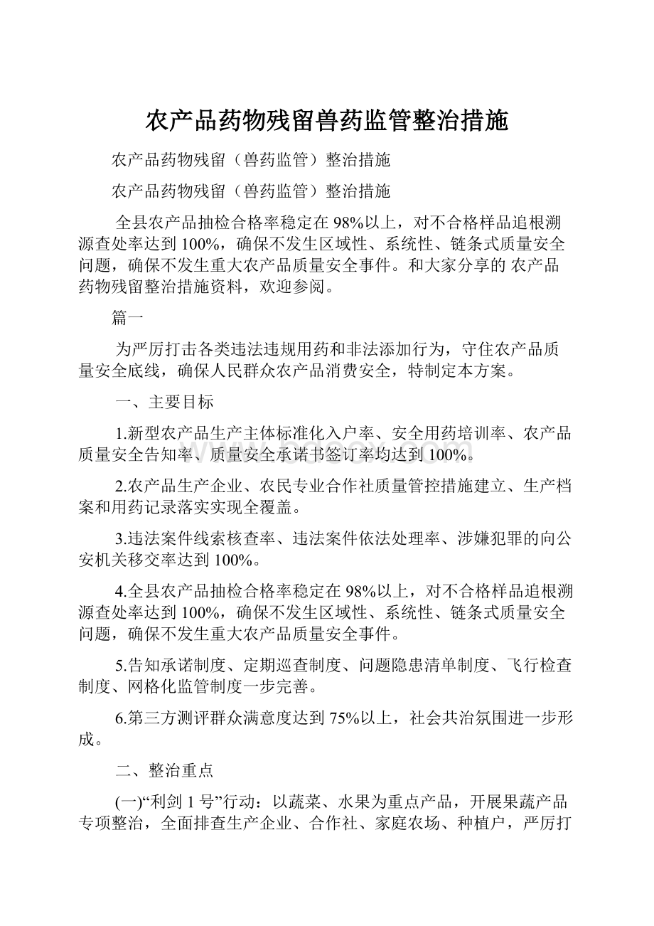 农产品药物残留兽药监管整治措施.docx