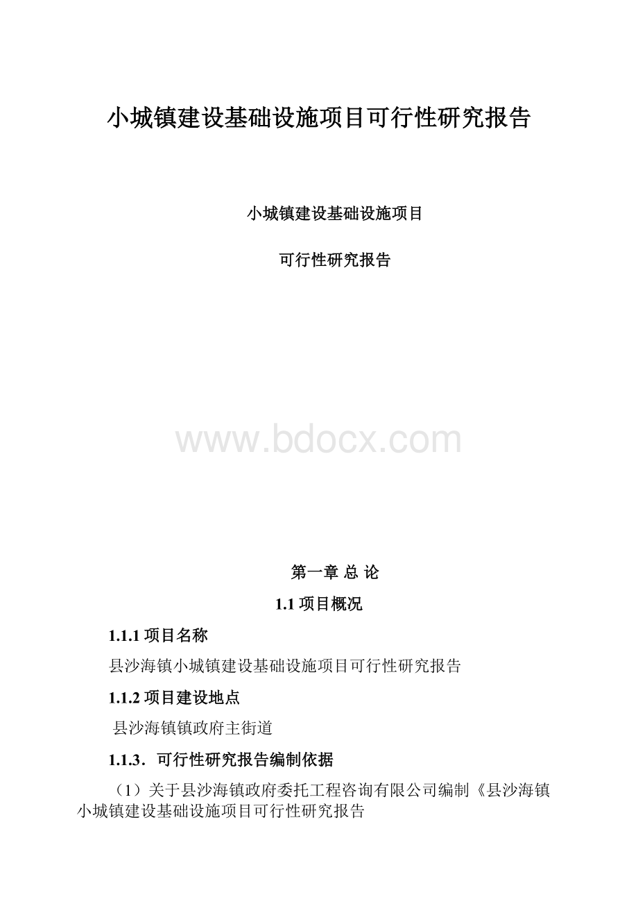 小城镇建设基础设施项目可行性研究报告.docx_第1页