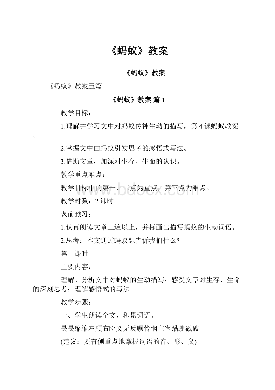 《蚂蚁》教案.docx_第1页