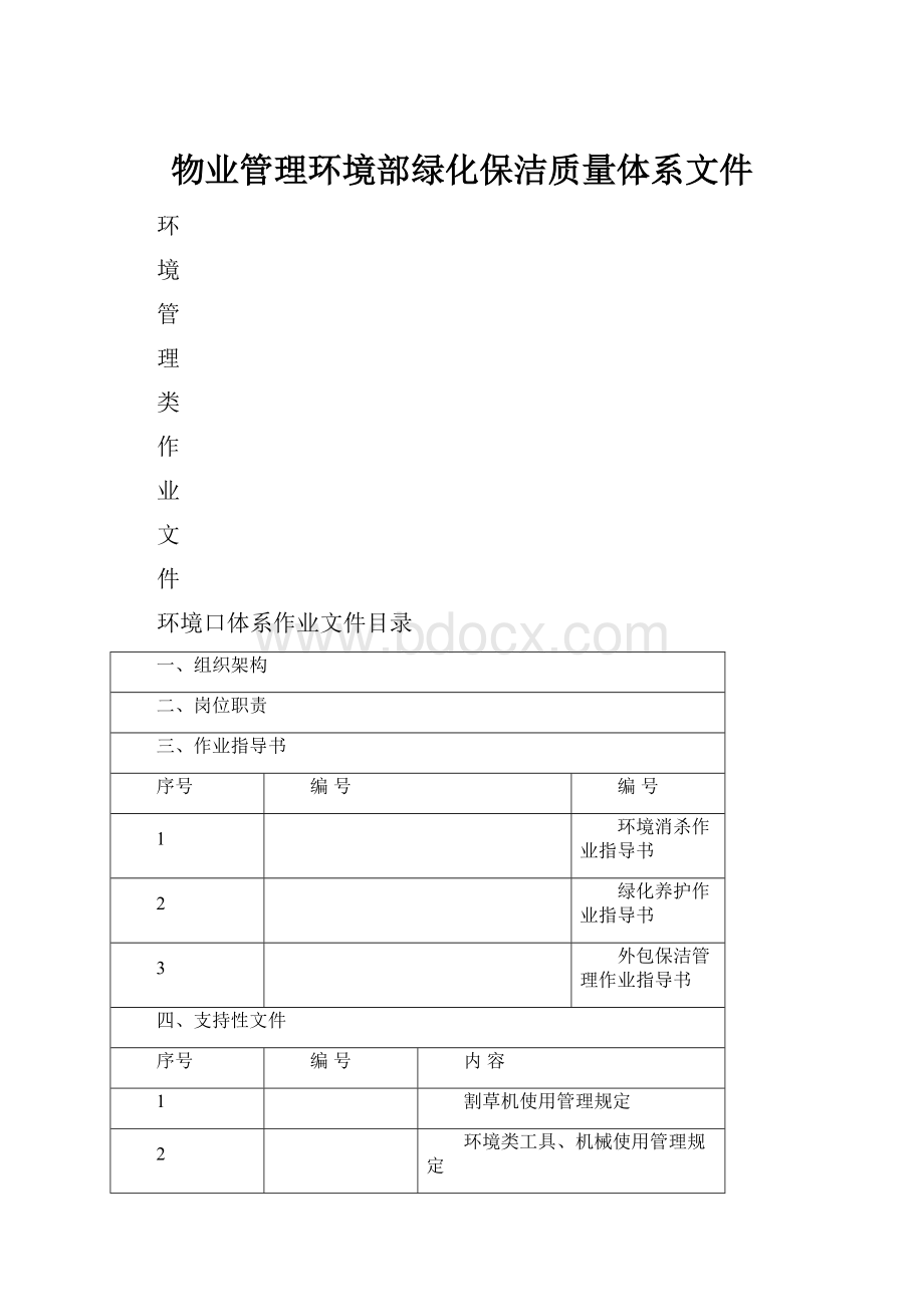 物业管理环境部绿化保洁质量体系文件Word格式文档下载.docx