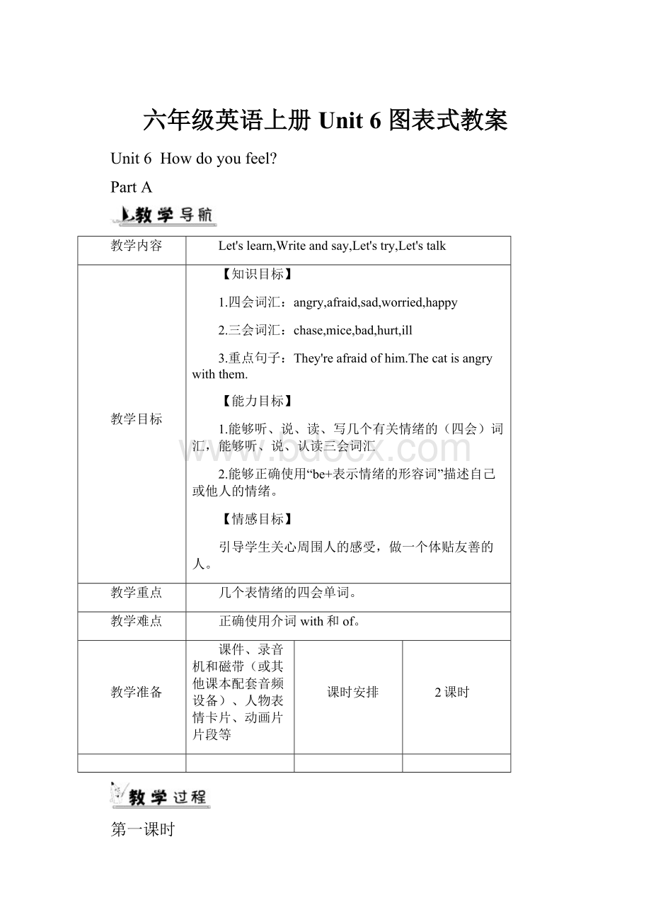 六年级英语上册Unit 6 图表式教案.docx