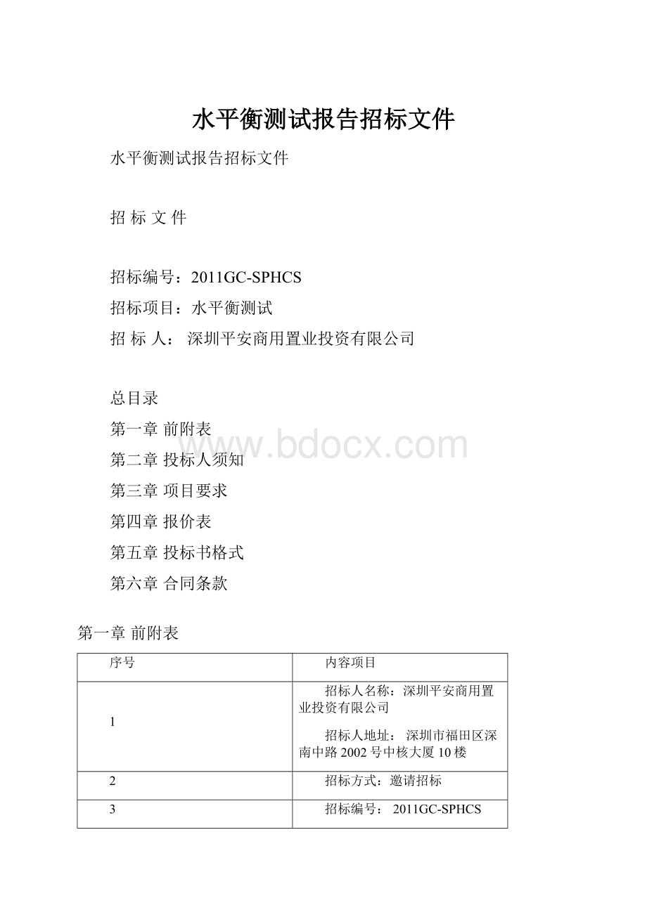 水平衡测试报告招标文件Word格式.docx_第1页