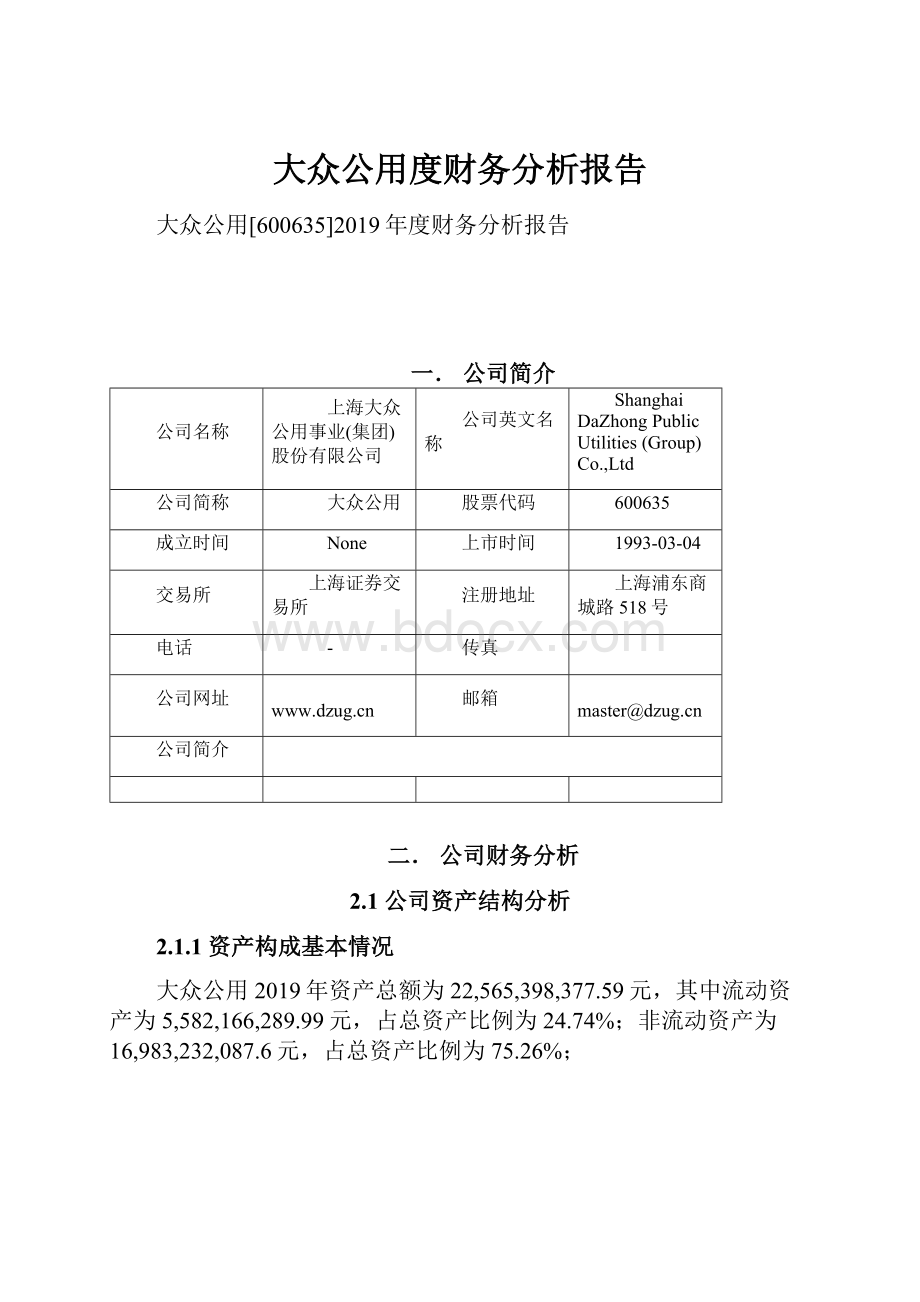 大众公用度财务分析报告Word文件下载.docx