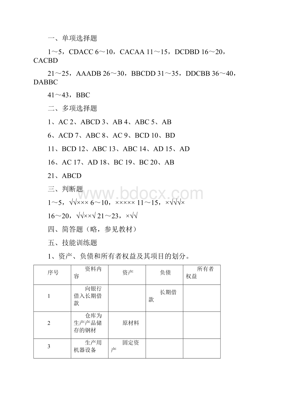 张秀兰 熊义成《基础会计》课后练习参考答案剖析.docx_第2页