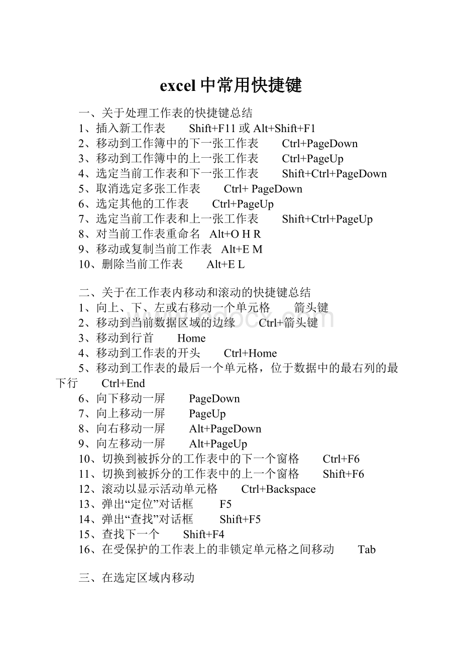 excel中常用快捷键.docx_第1页