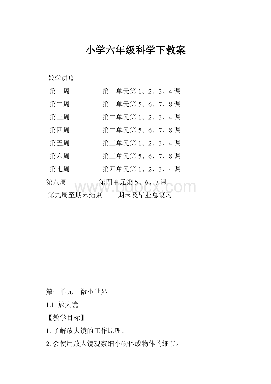 小学六年级科学下教案.docx_第1页