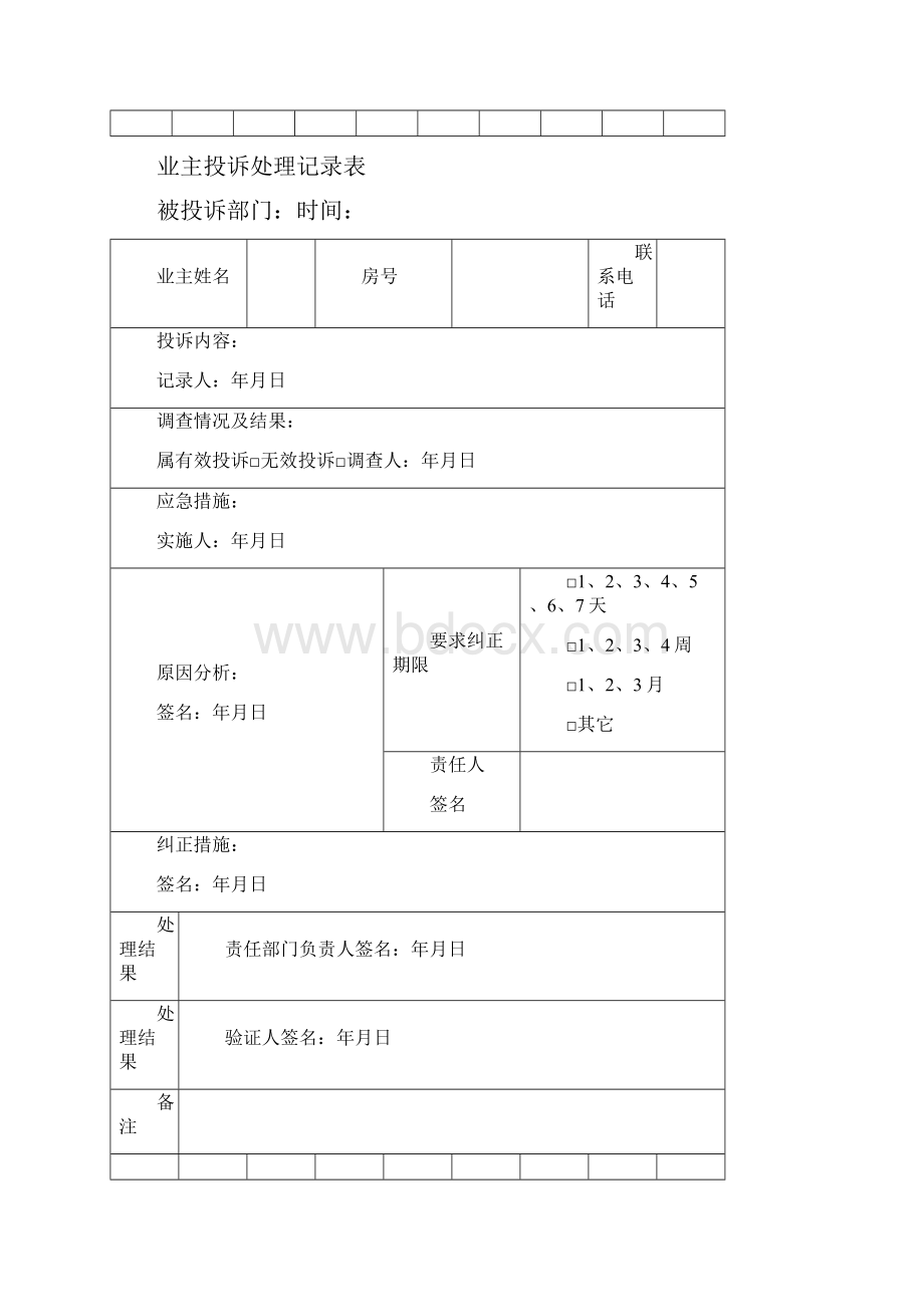 物业客服部工作表格大全.docx_第2页