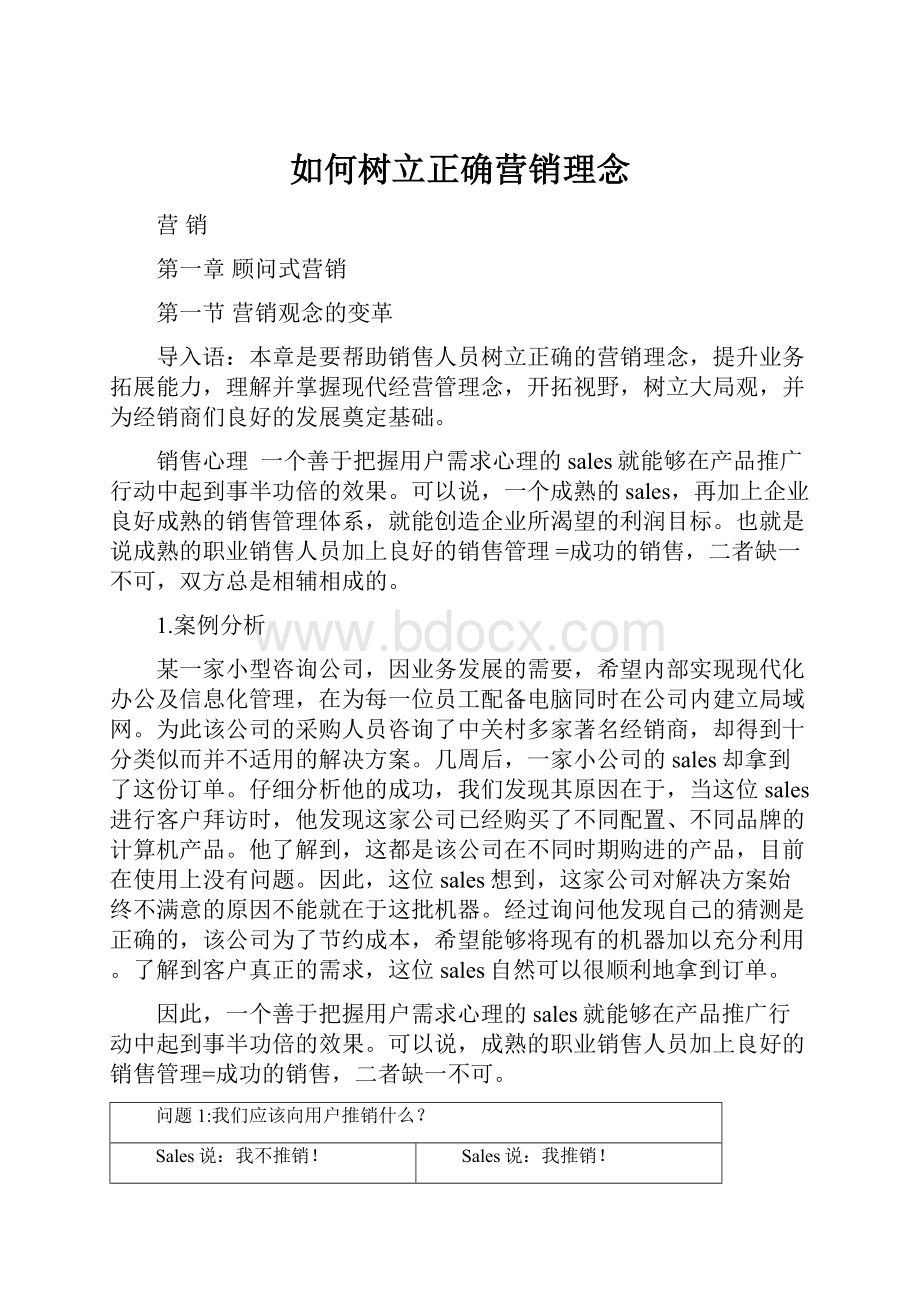 如何树立正确营销理念.docx