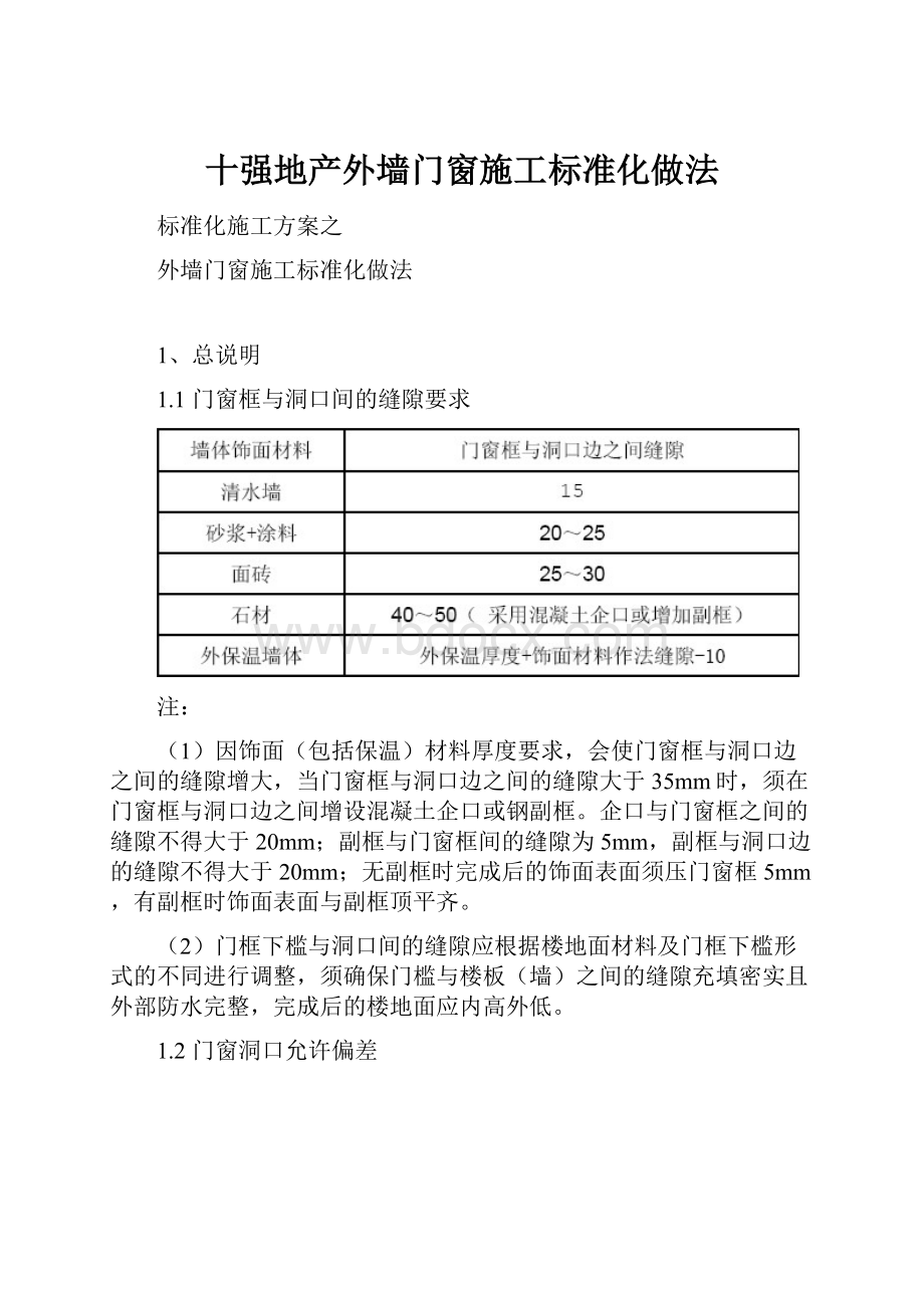 十强地产外墙门窗施工标准化做法.docx