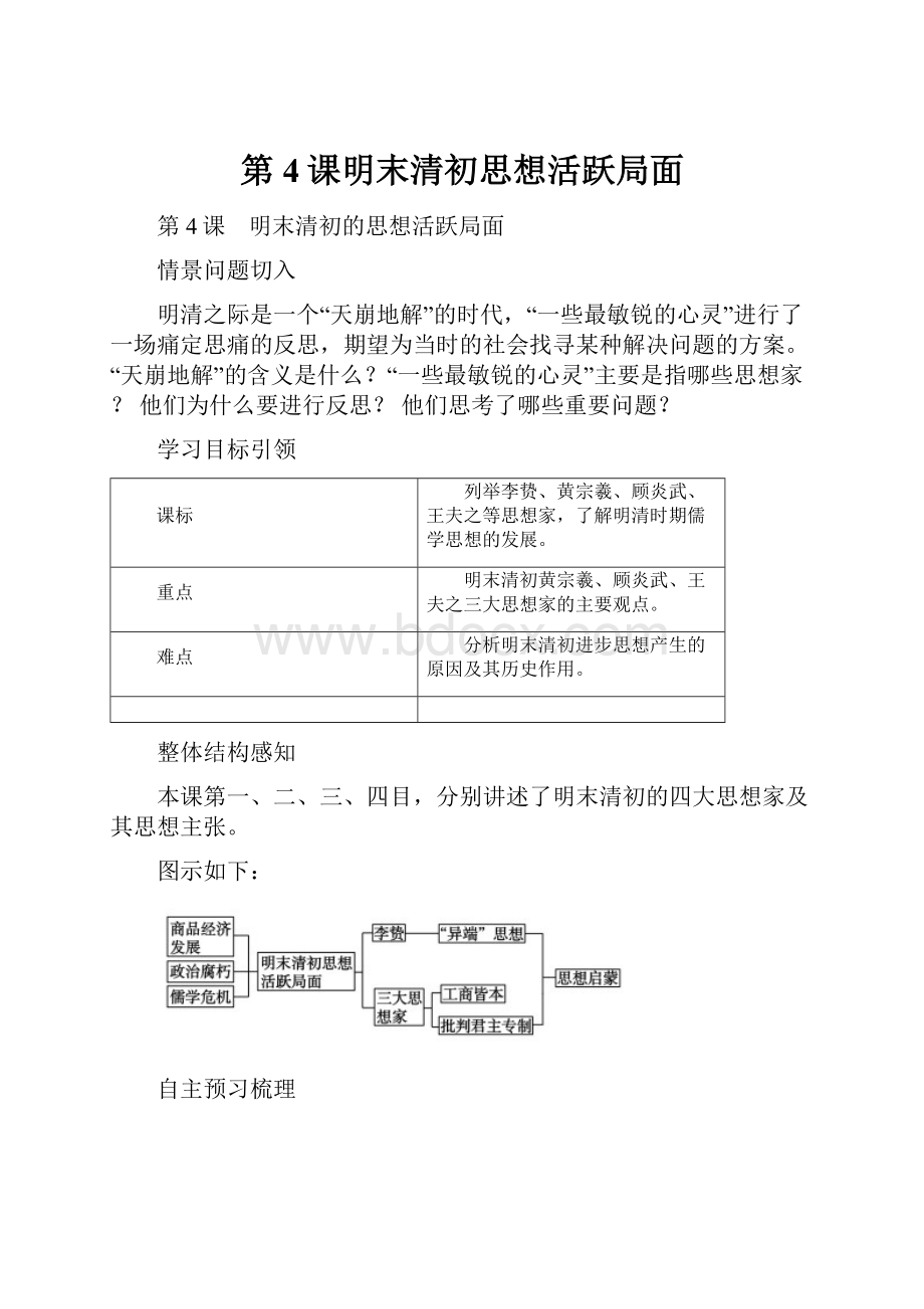 第4课明末清初思想活跃局面文档格式.docx