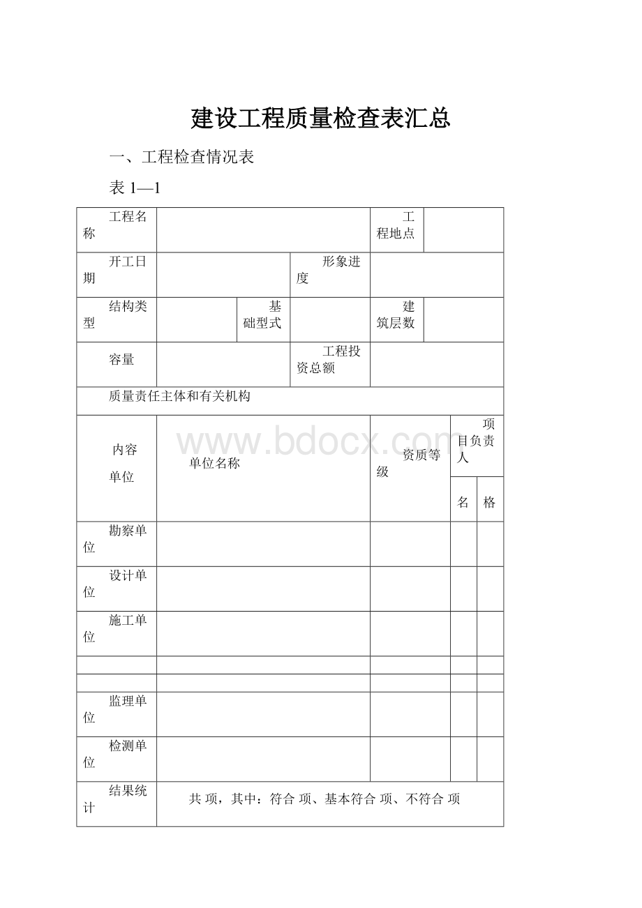 建设工程质量检查表汇总.docx_第1页