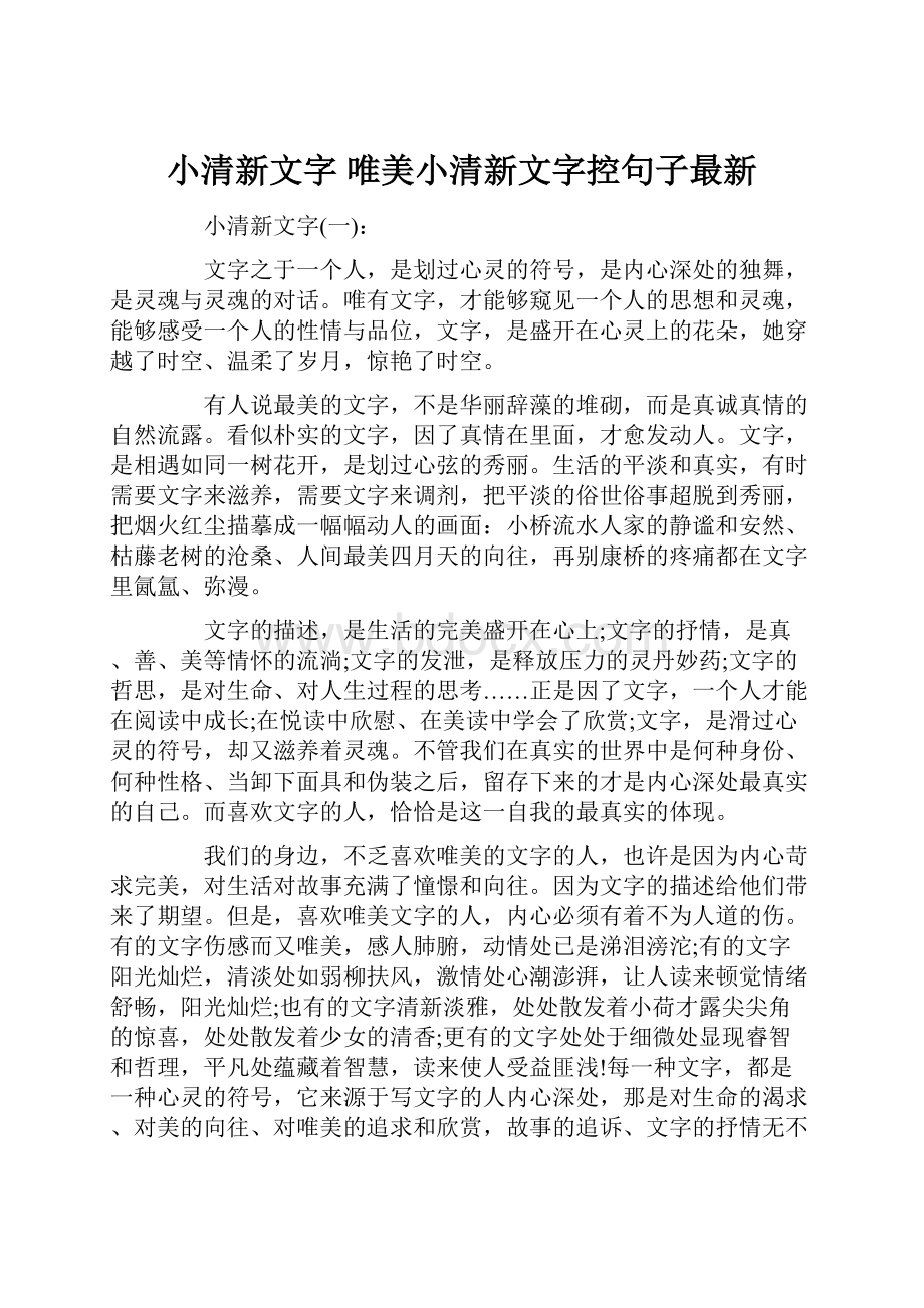 小清新文字 唯美小清新文字控句子最新文档格式.docx_第1页