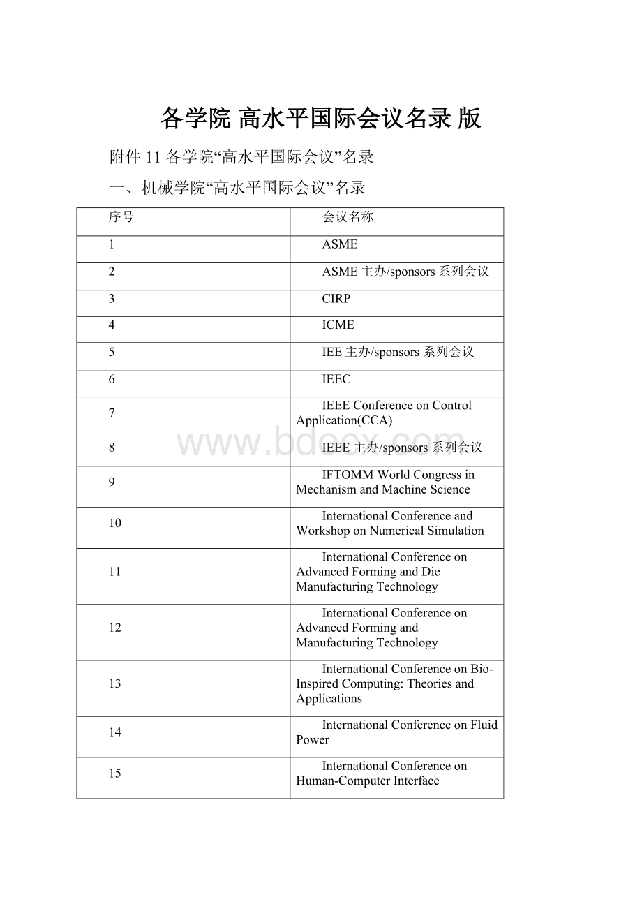 各学院 高水平国际会议名录 版.docx