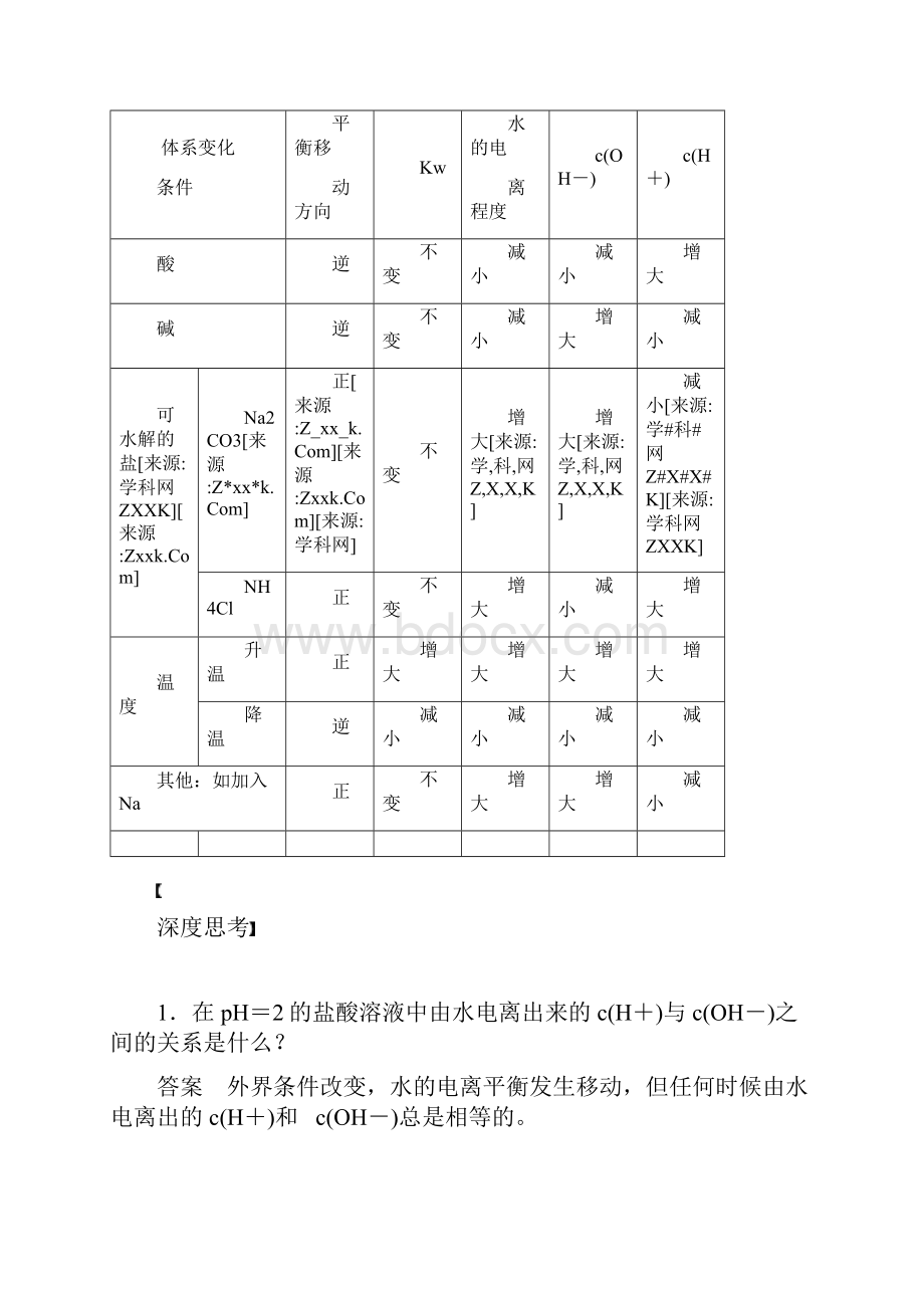 水的电离和溶液的酸碱性学生.docx_第2页