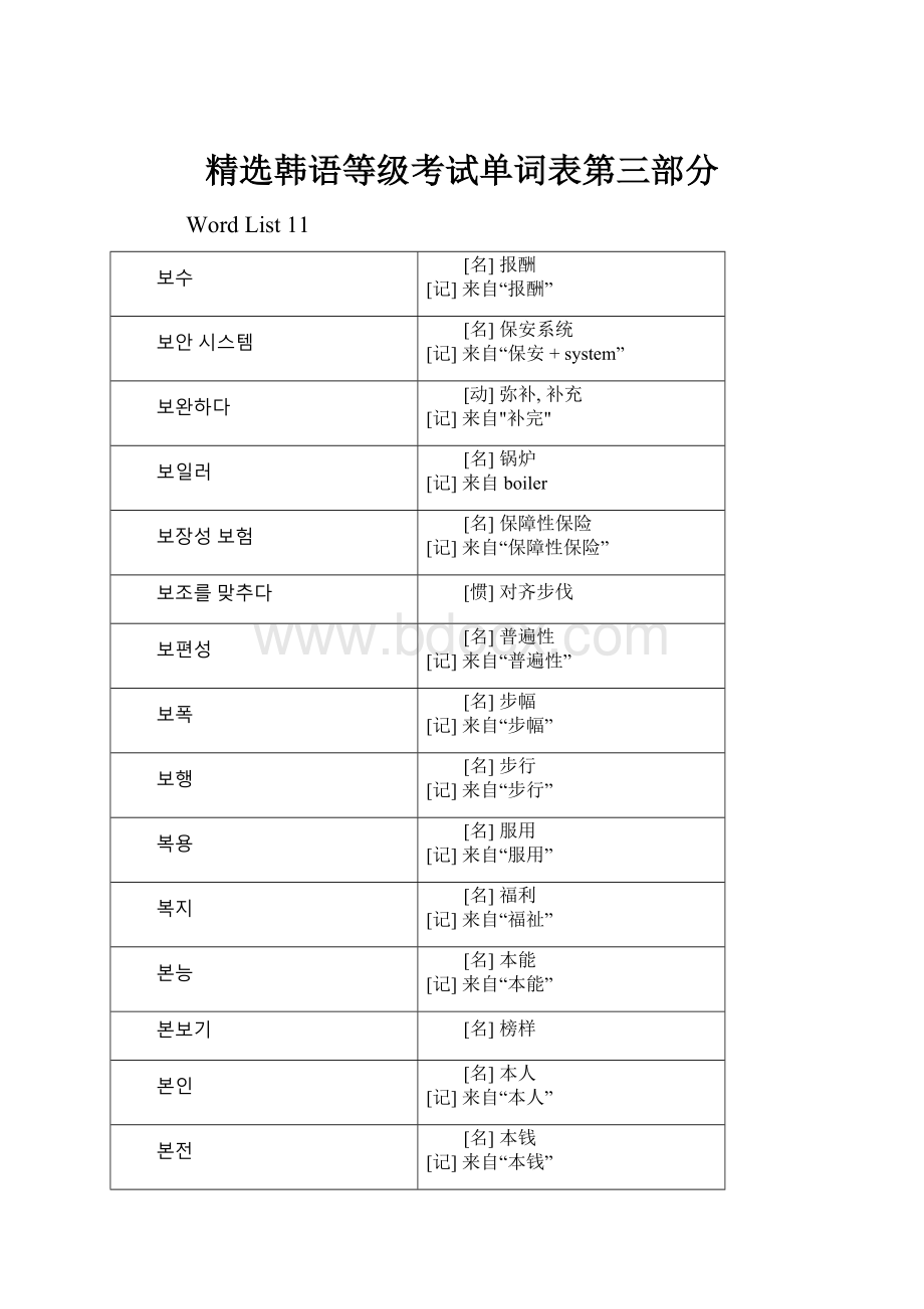 精选韩语等级考试单词表第三部分.docx