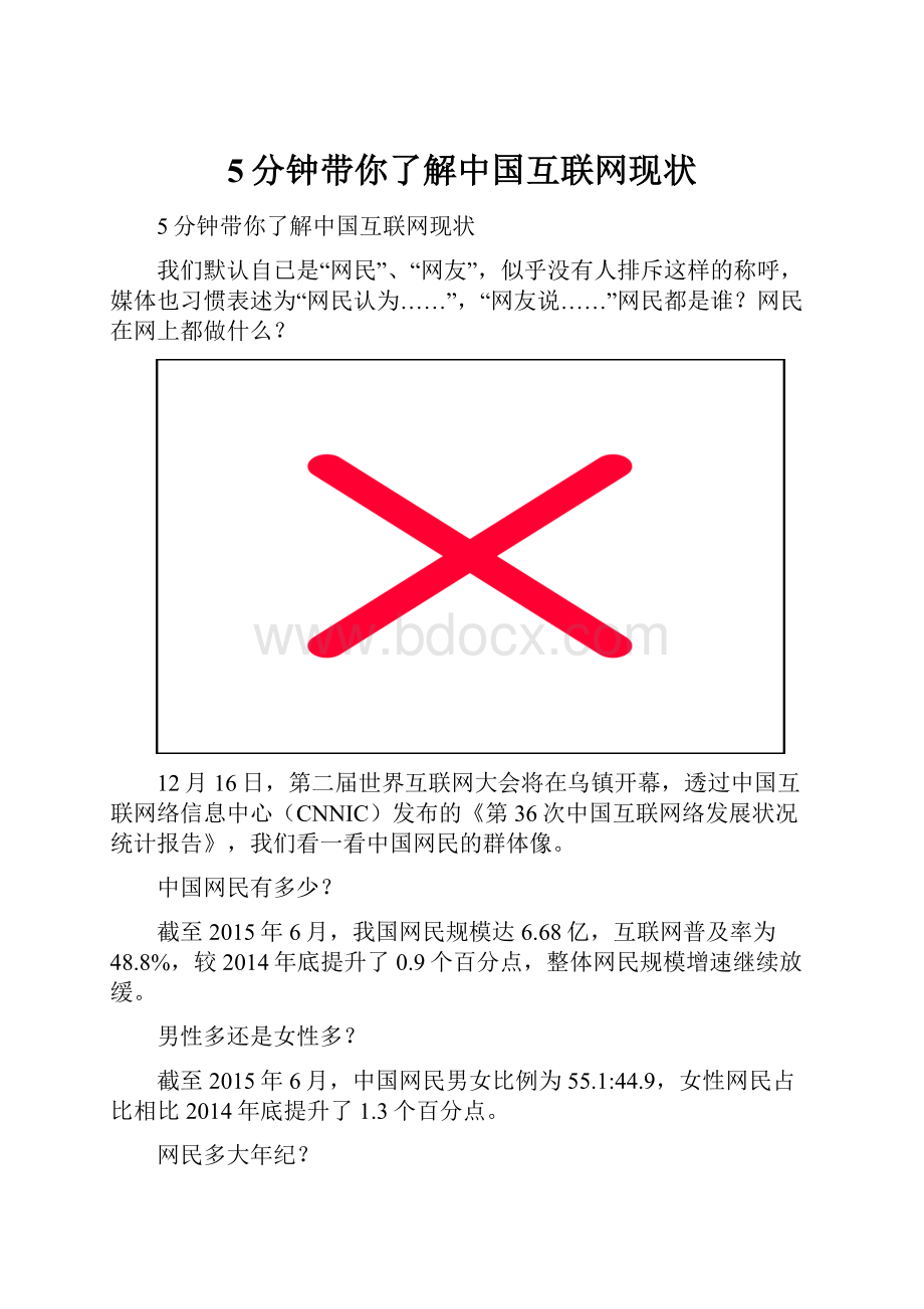 5分钟带你了解中国互联网现状Word文件下载.docx