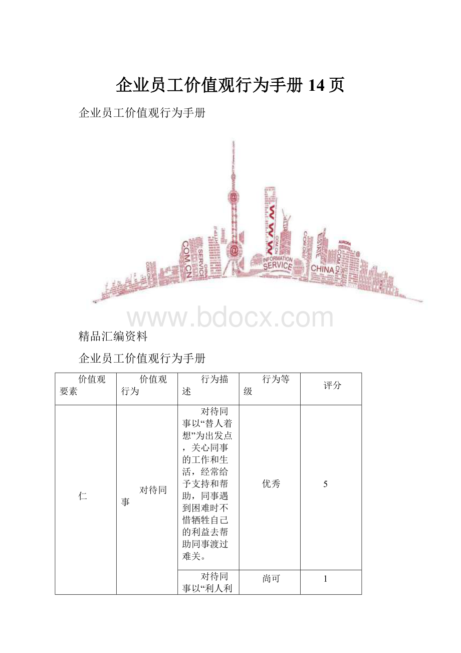 企业员工价值观行为手册14页.docx