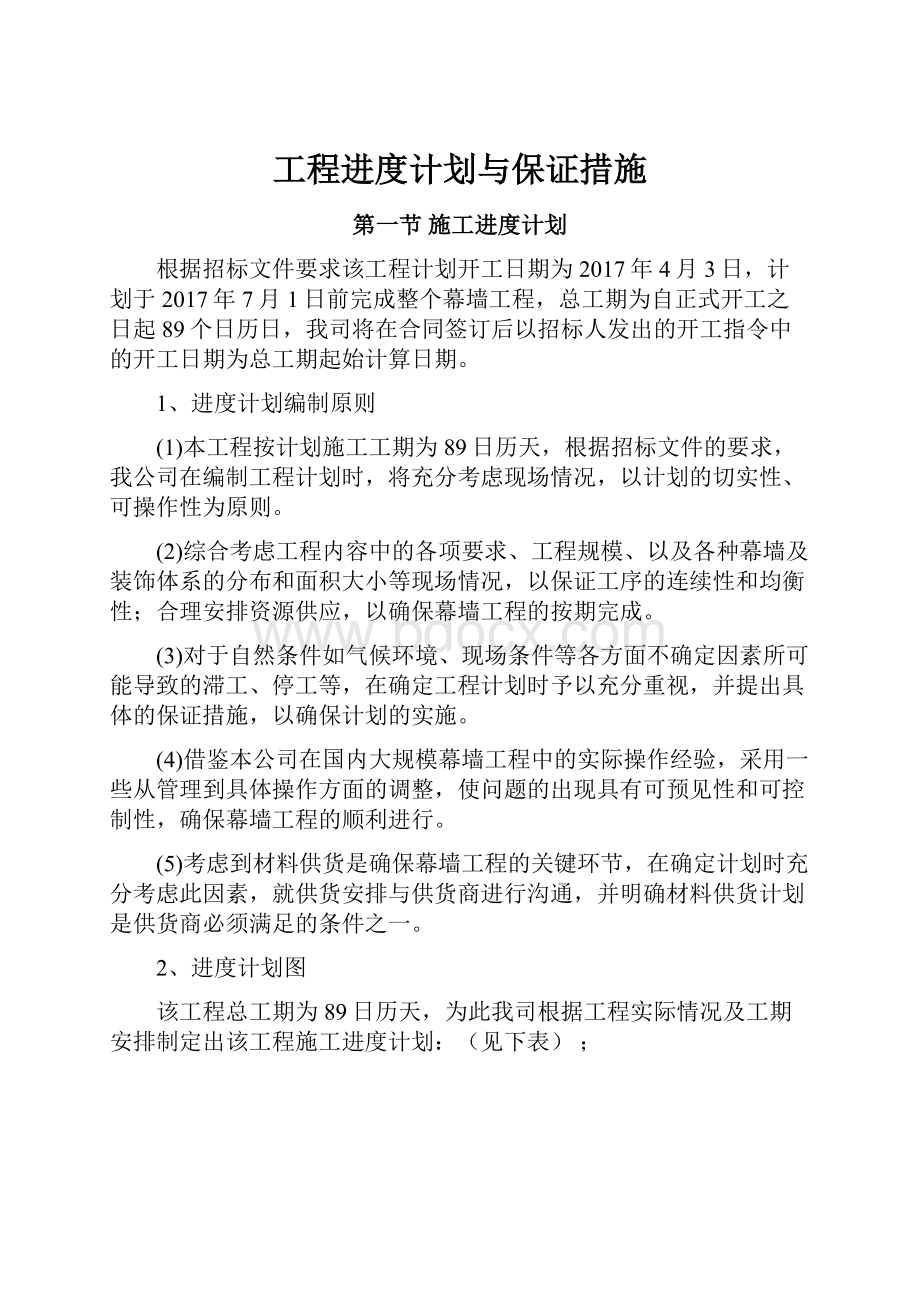 工程进度计划与保证措施Word文档下载推荐.docx