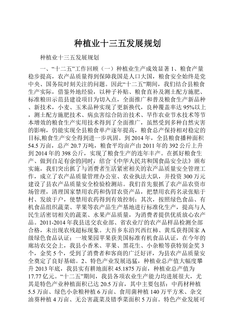 种植业十三五发展规划Word文档格式.docx_第1页