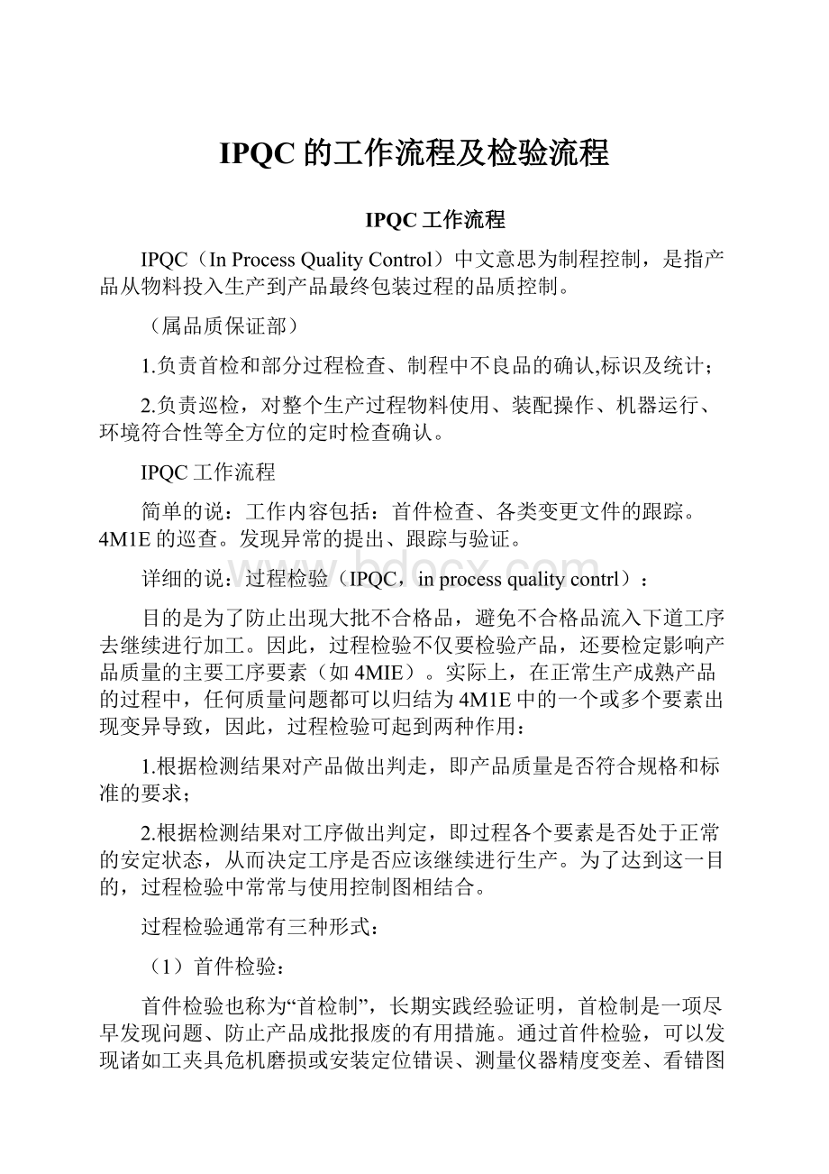 IPQC的工作流程及检验流程文档格式.docx