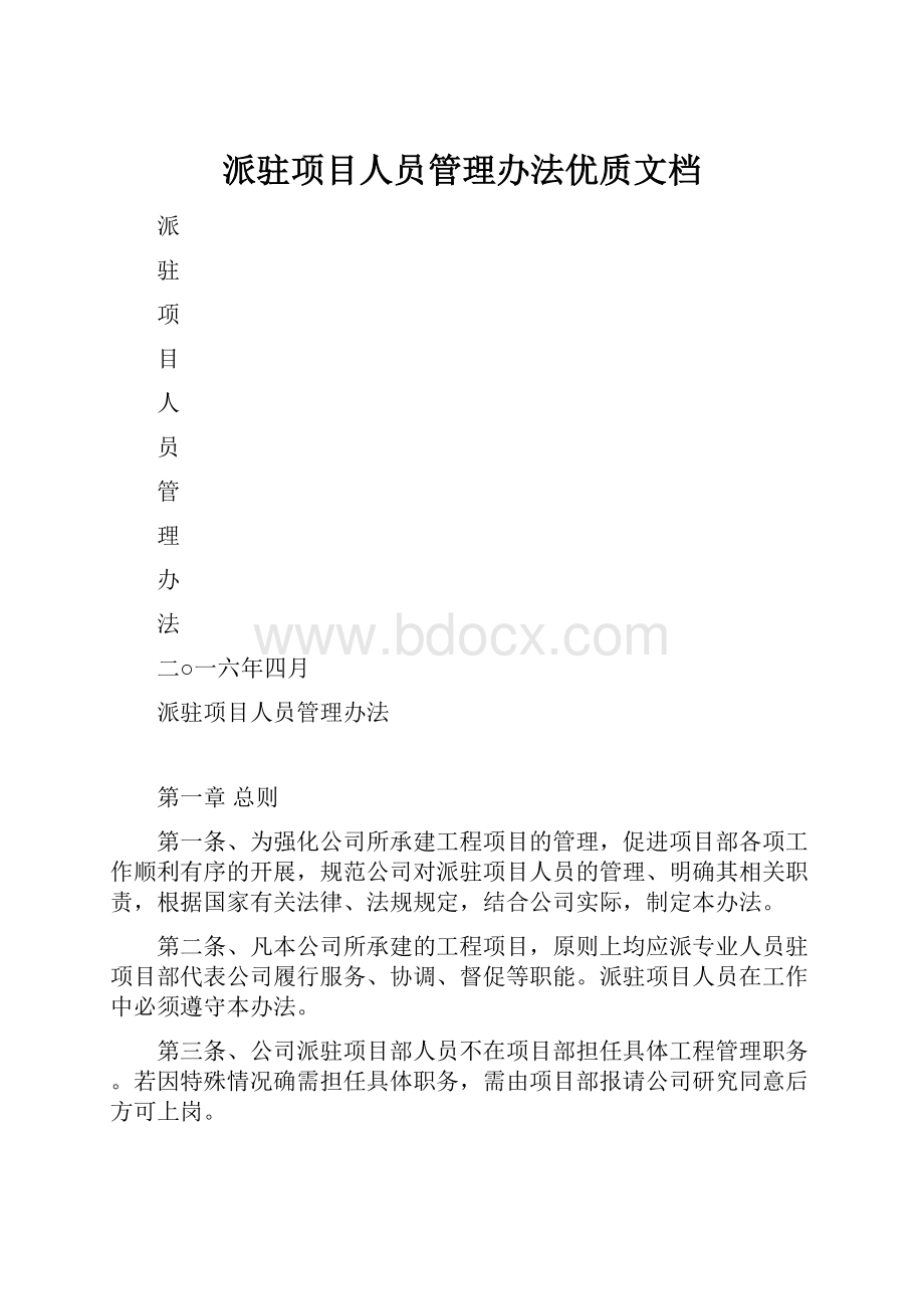 派驻项目人员管理办法优质文档.docx_第1页