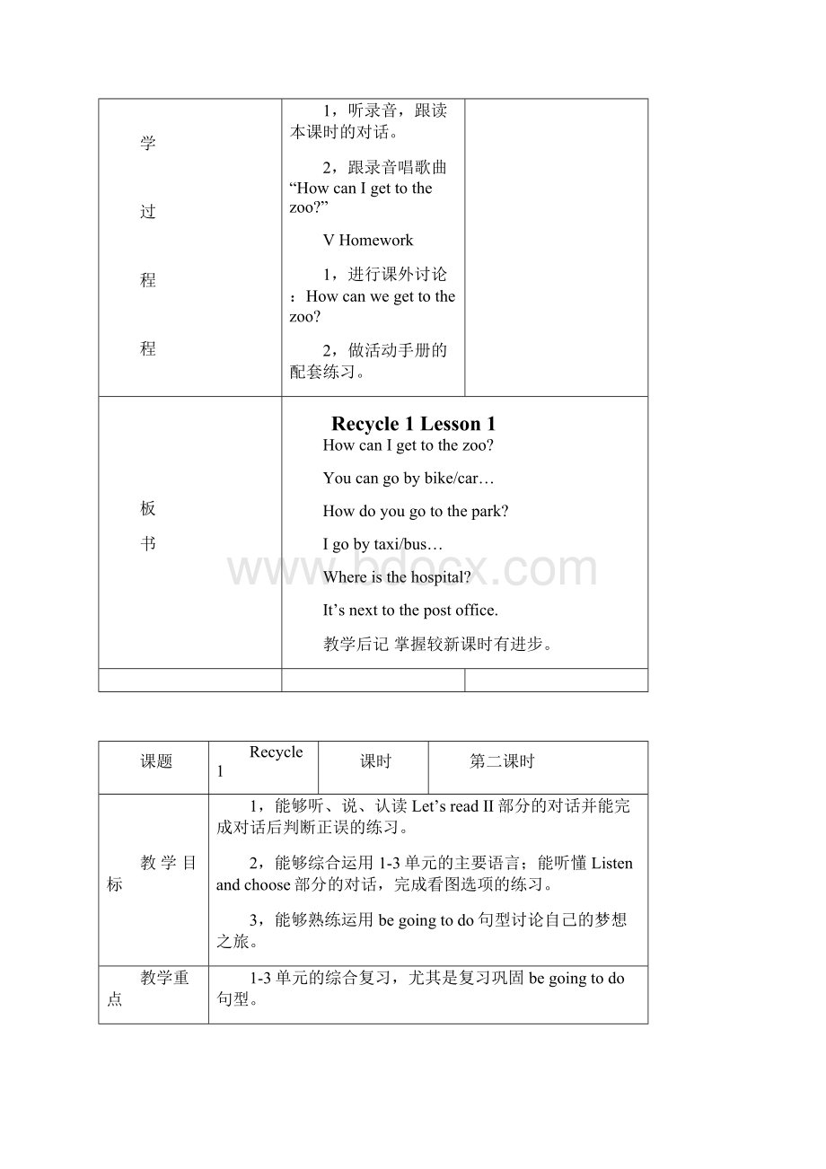 六年级上册教案recycle 1Word格式.docx_第3页