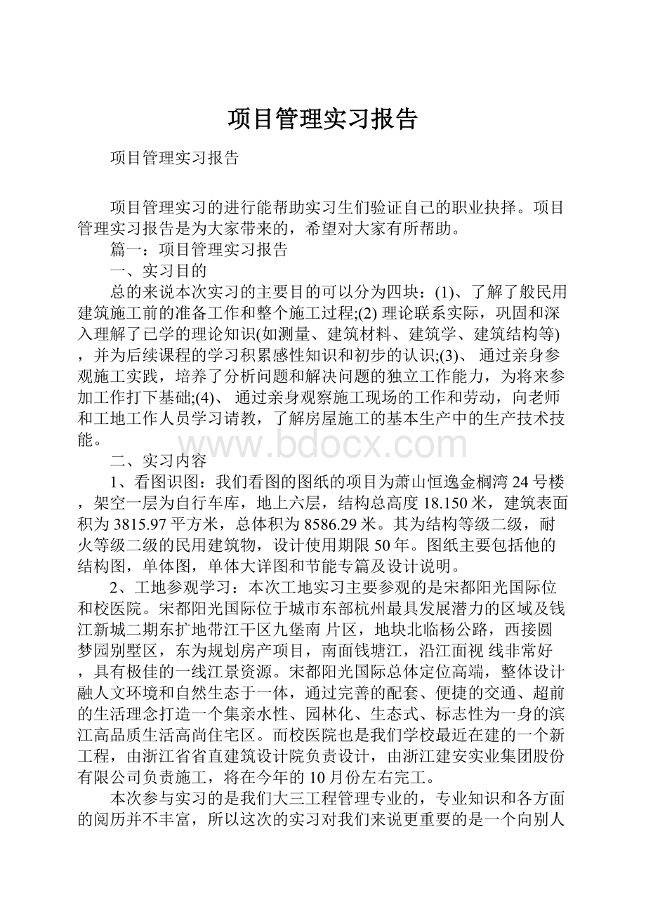 项目管理实习报告Word文档格式.docx_第1页