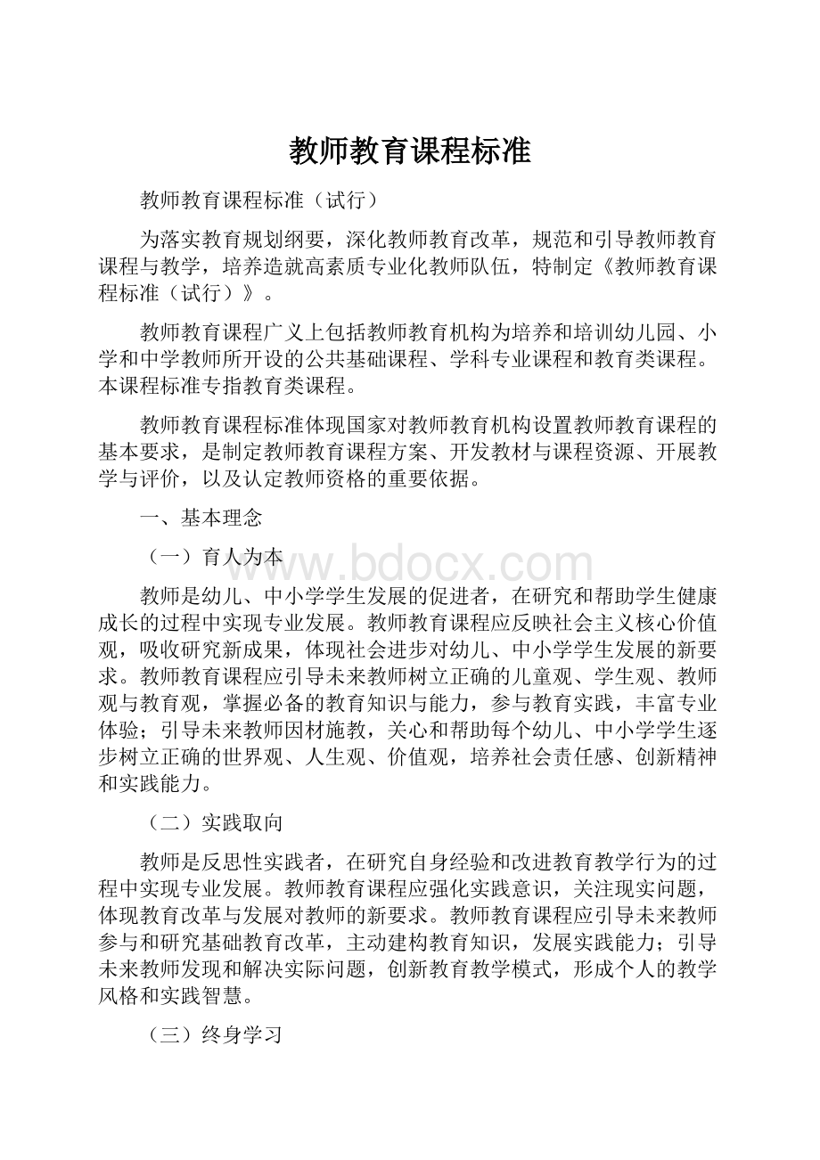 教师教育课程标准Word格式文档下载.docx