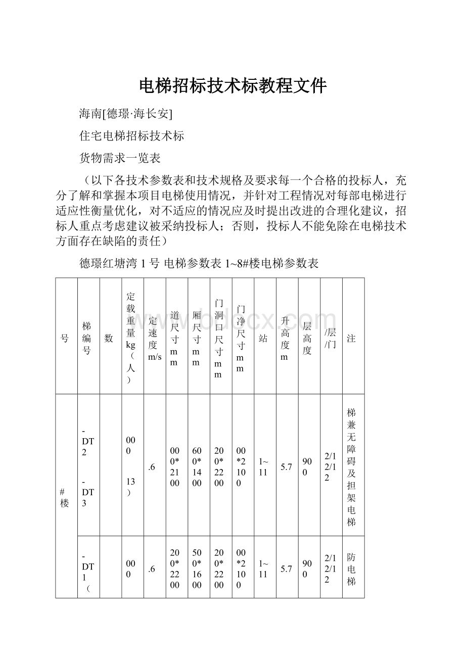 电梯招标技术标教程文件Word格式.docx_第1页