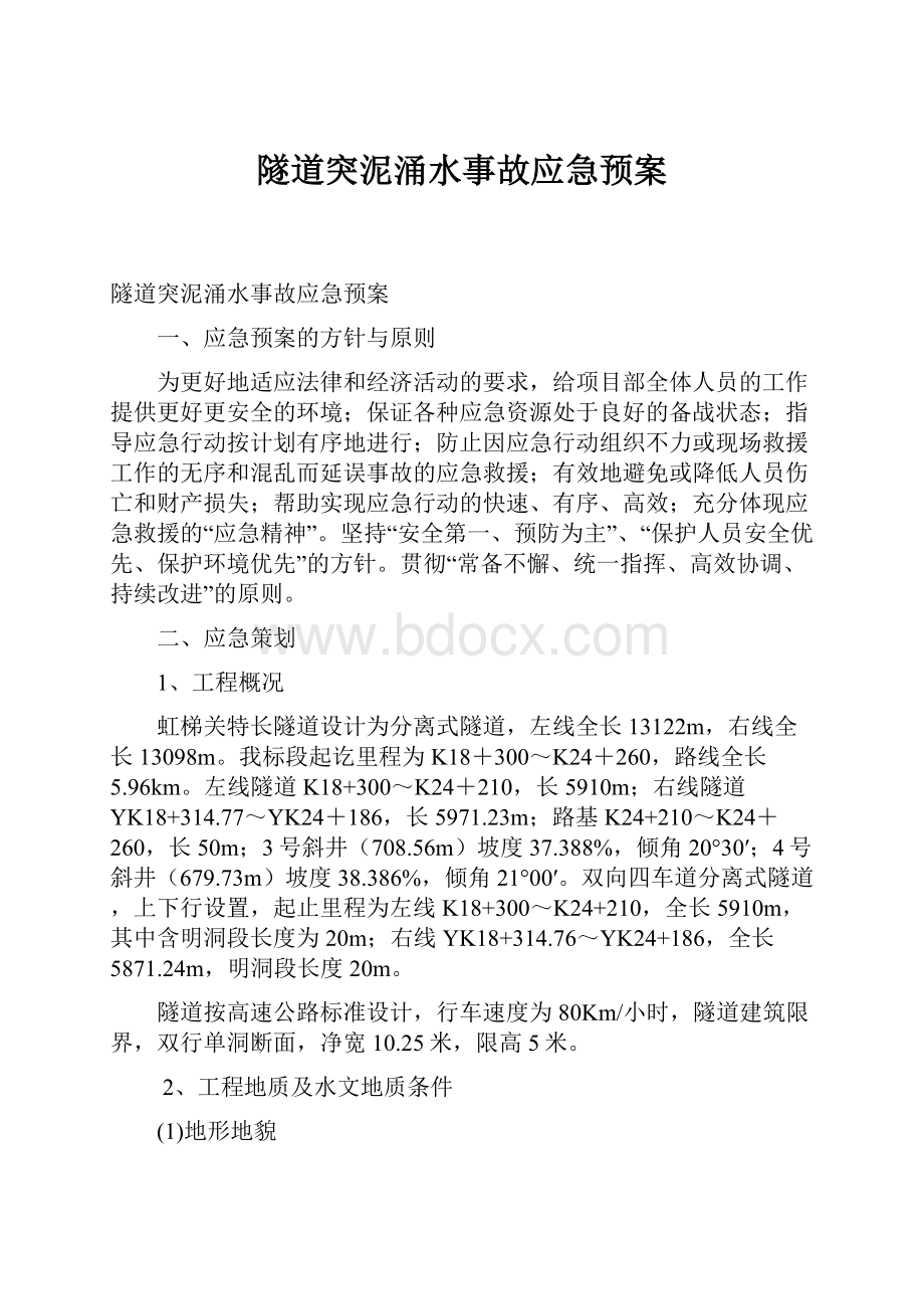 隧道突泥涌水事故应急预案.docx