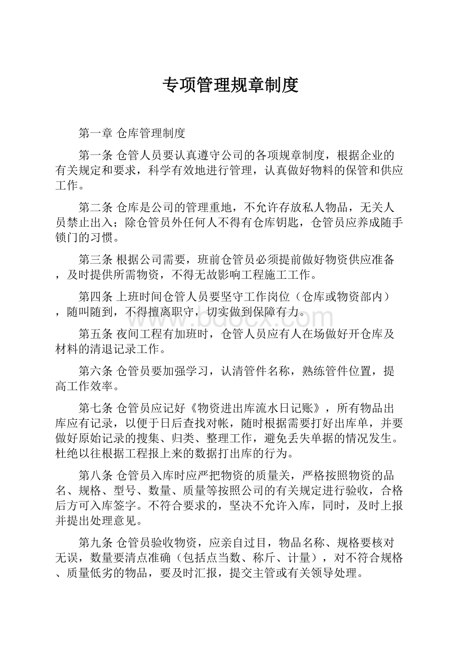 专项管理规章制度.docx