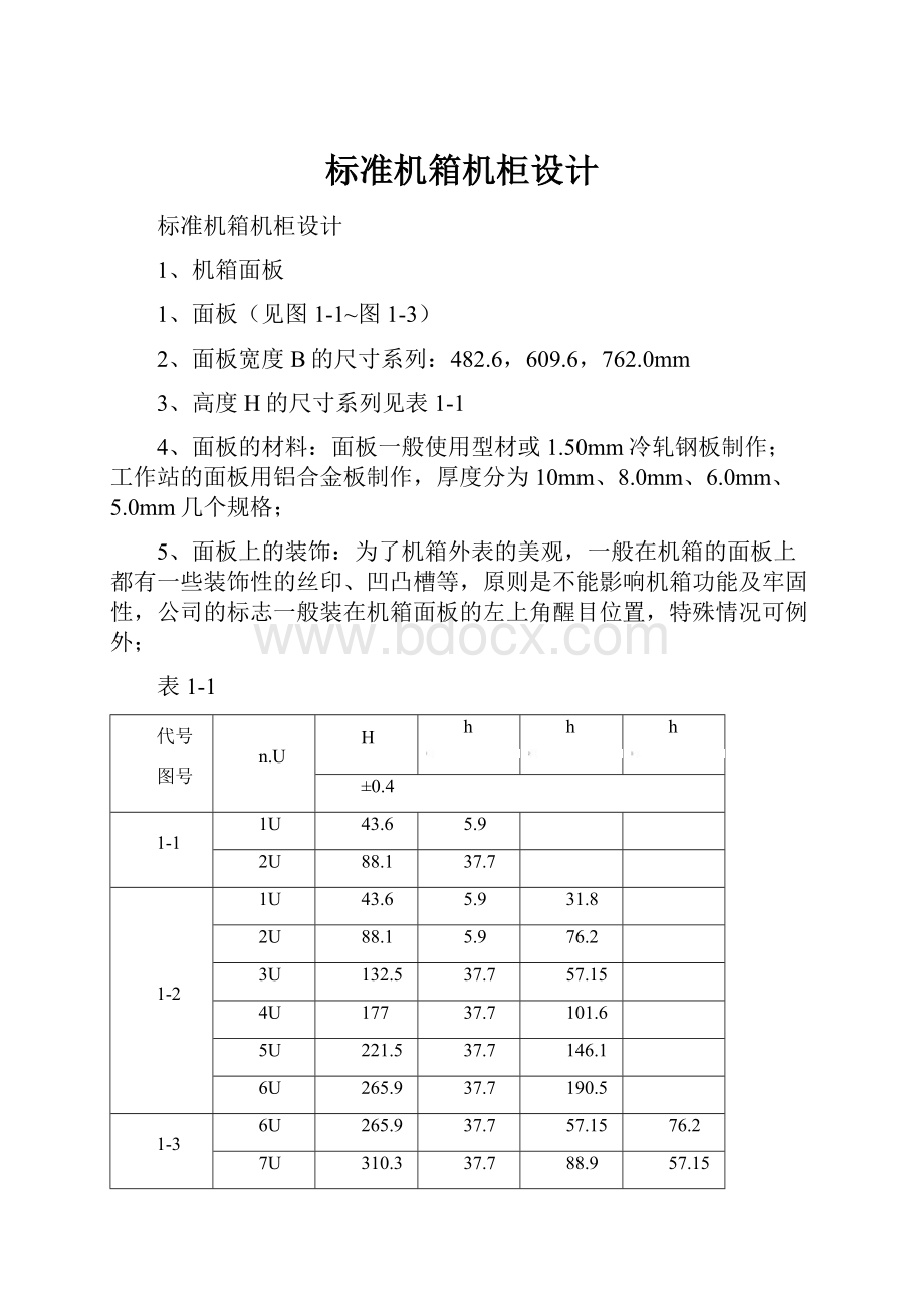 标准机箱机柜设计Word文档格式.docx