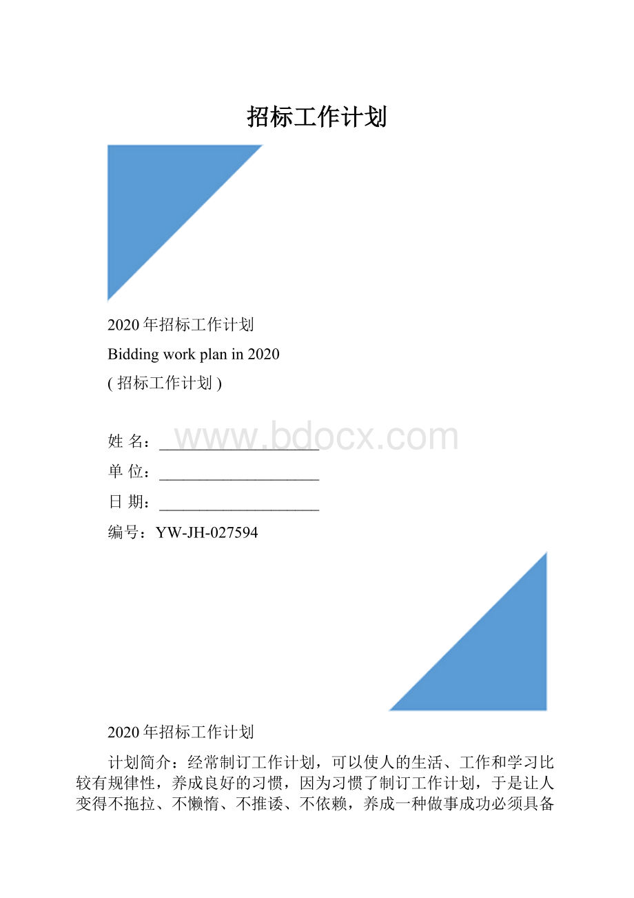 招标工作计划Word文件下载.docx_第1页