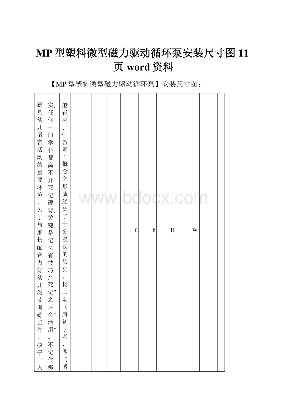 MP型塑料微型磁力驱动循环泵安装尺寸图11页word资料Word格式文档下载.docx