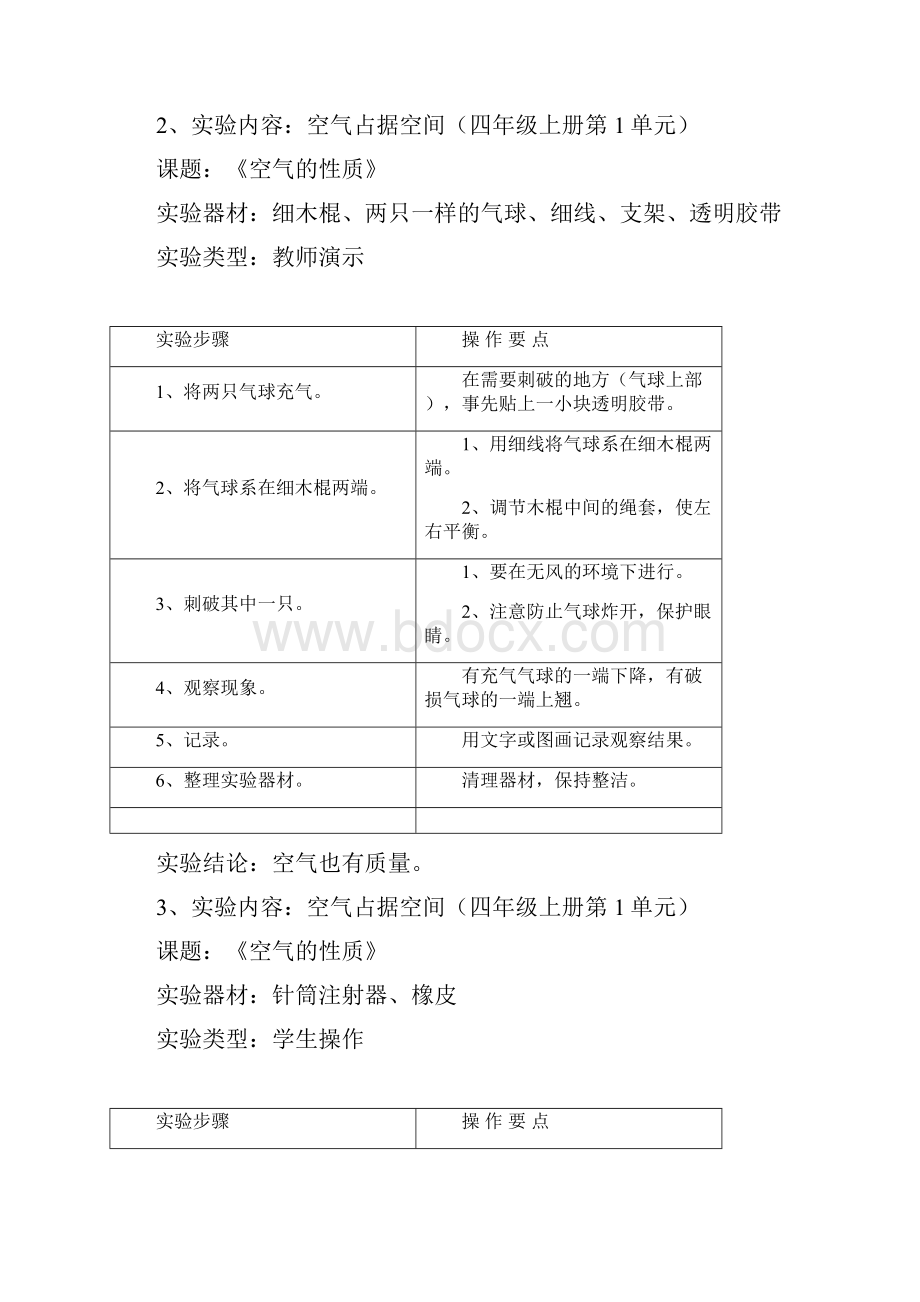 苏教版小学科学实验操作项目及技能要点四年级Word格式文档下载.docx_第2页