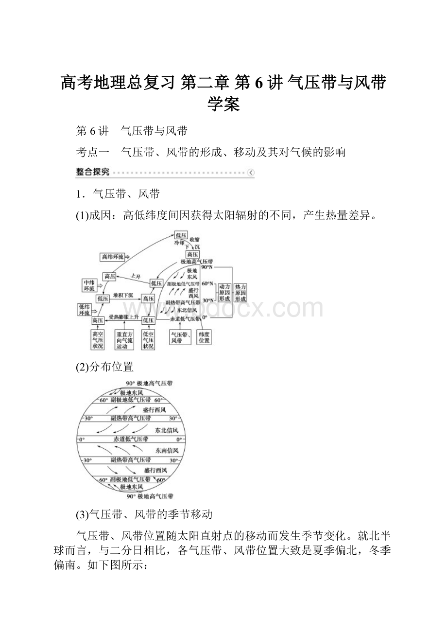 高考地理总复习 第二章 第6讲 气压带与风带学案.docx