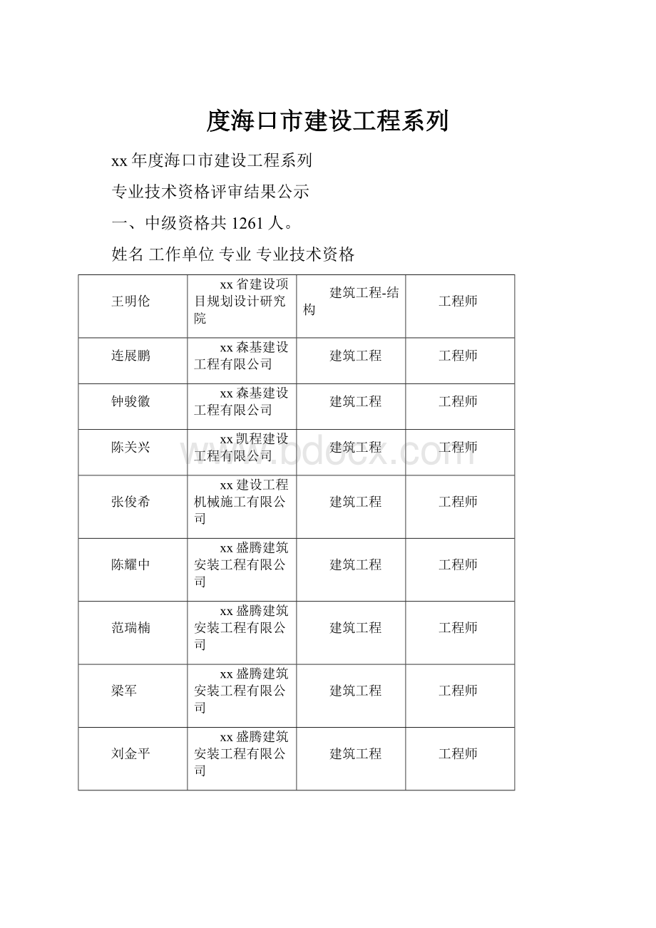 度海口市建设工程系列.docx