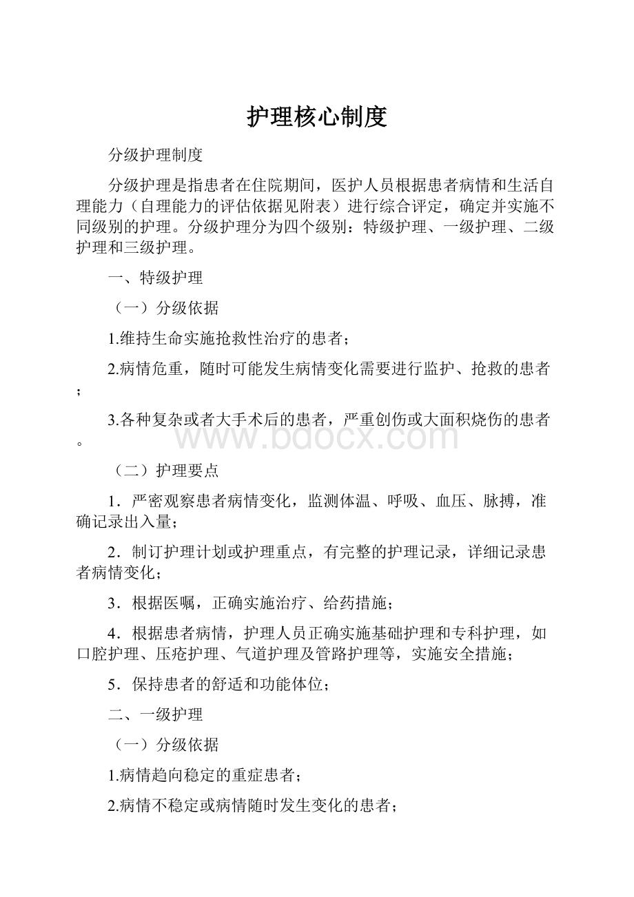 护理核心制度Word文档格式.docx_第1页