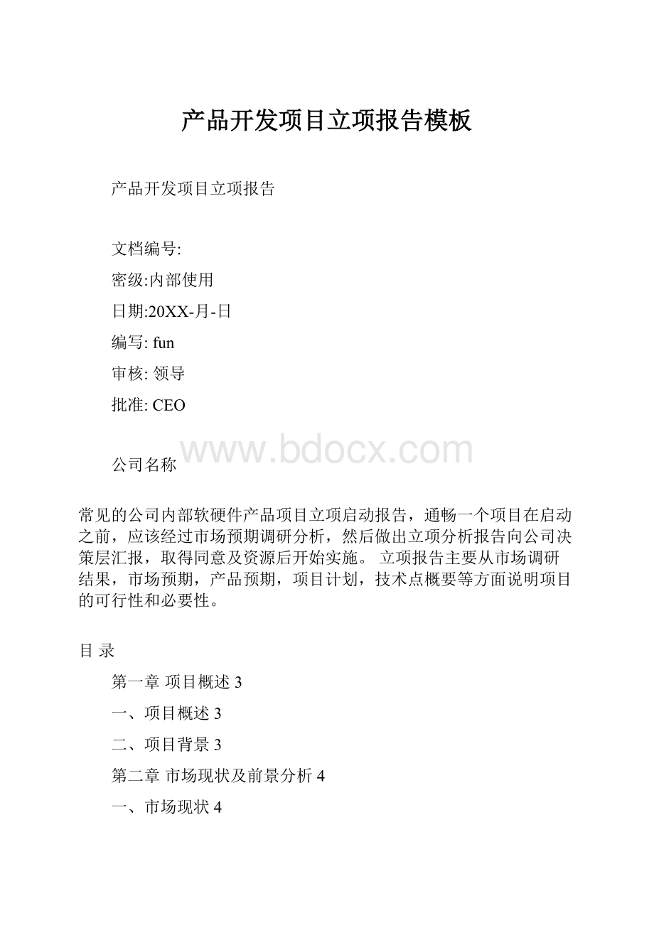 产品开发项目立项报告模板.docx_第1页