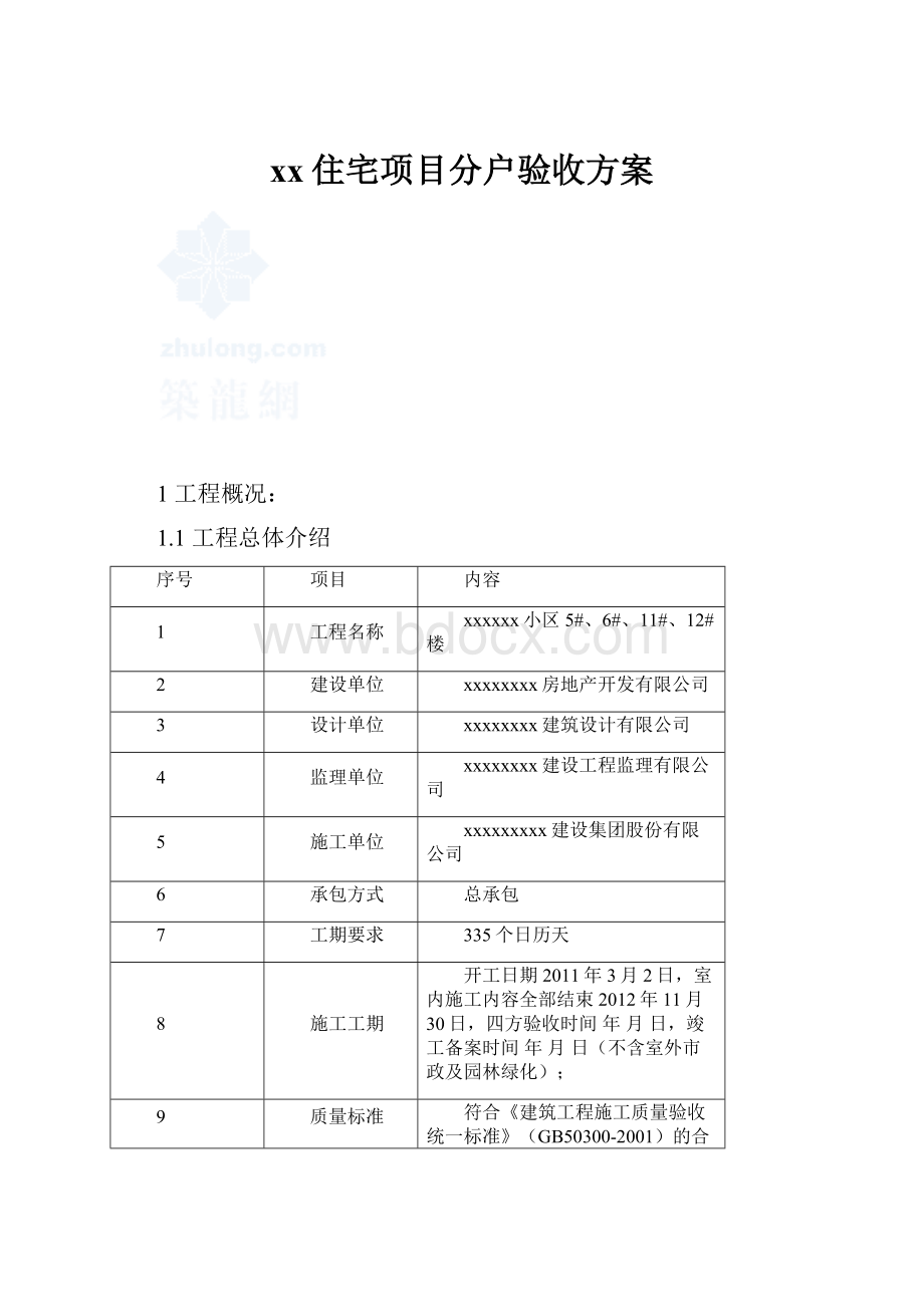 xx住宅项目分户验收方案Word文档格式.docx