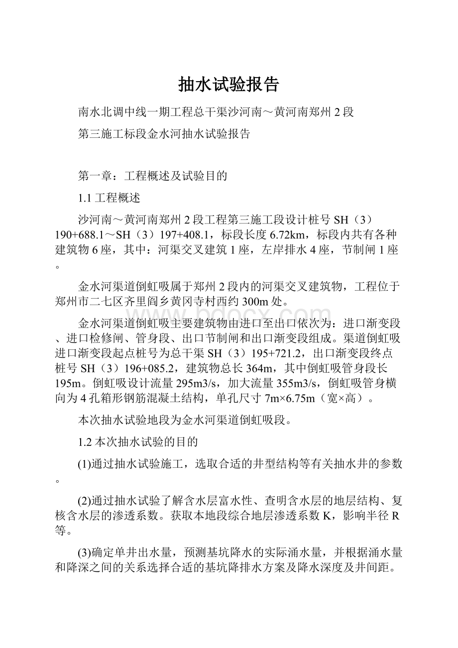 抽水试验报告文档格式.docx