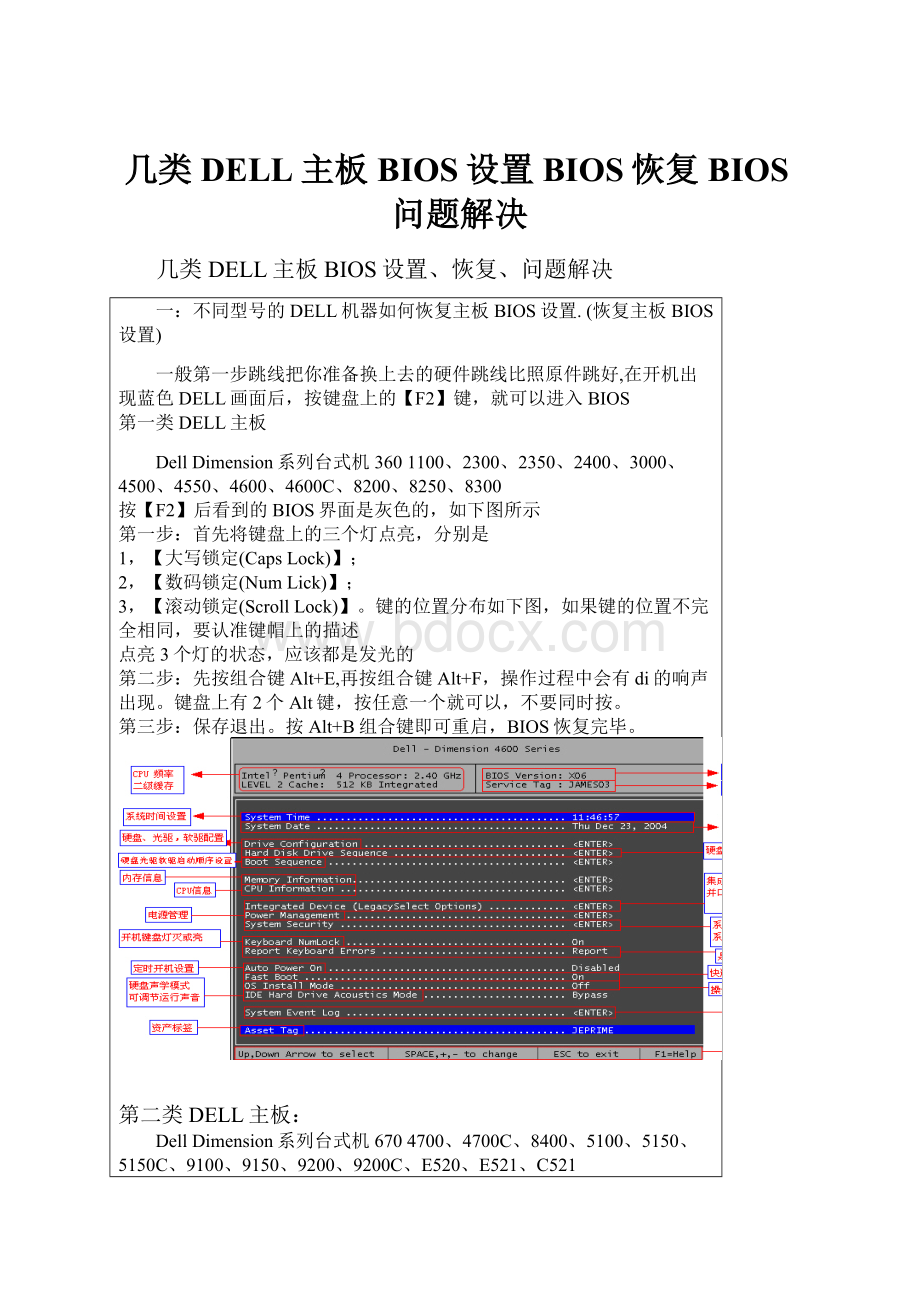 几类DELL主板BIOS设置BIOS恢复BIOS问题解决.docx