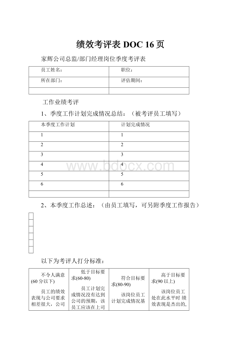 绩效考评表DOC 16页.docx